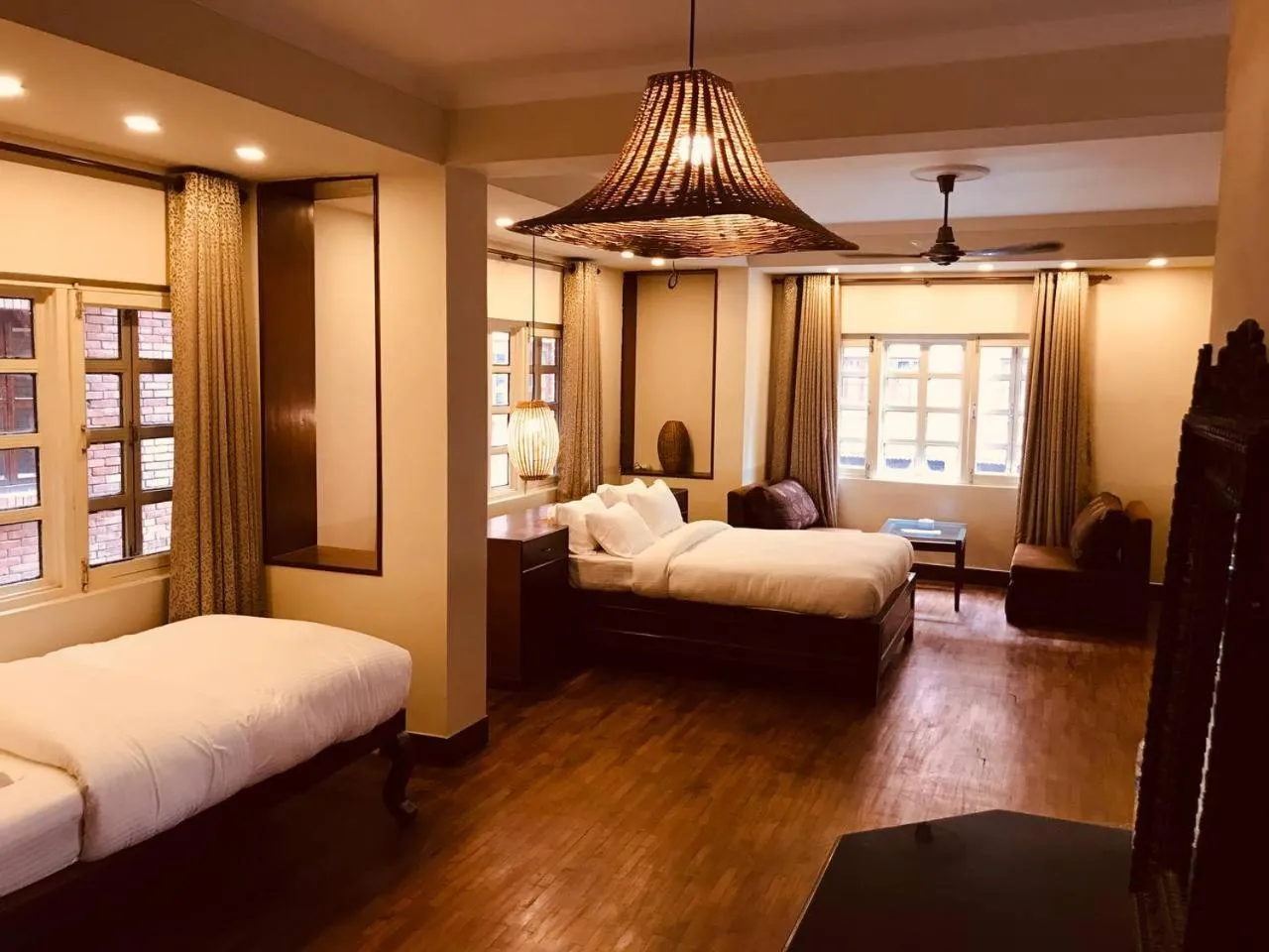 Bedroom, Bed in Courtyard Pujan Hotel Kathmandu - Thamel