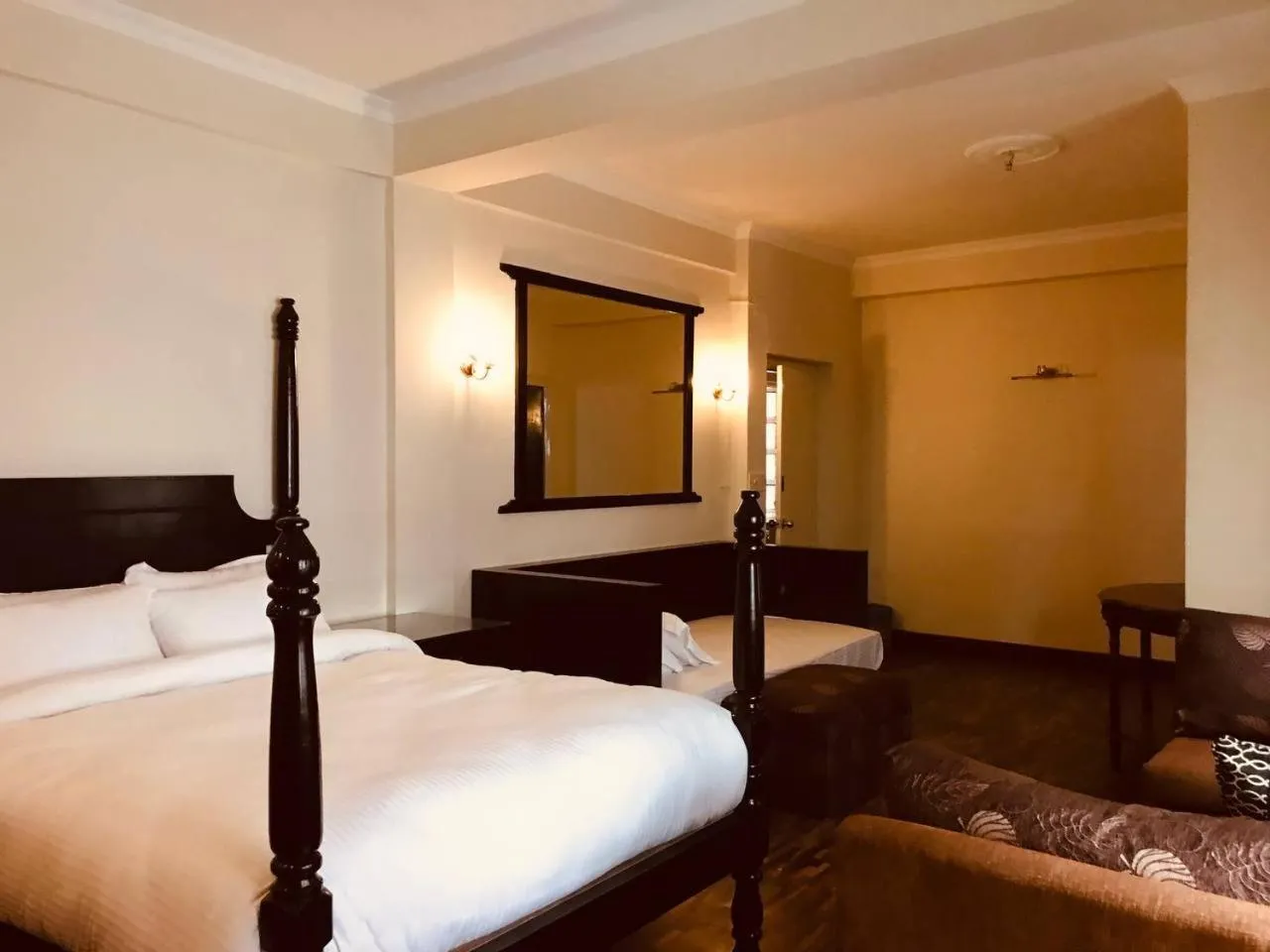 Bed in Courtyard Pujan Hotel Kathmandu - Thamel