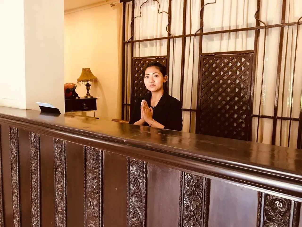 Staff in Courtyard Pujan Hotel Kathmandu - Thamel