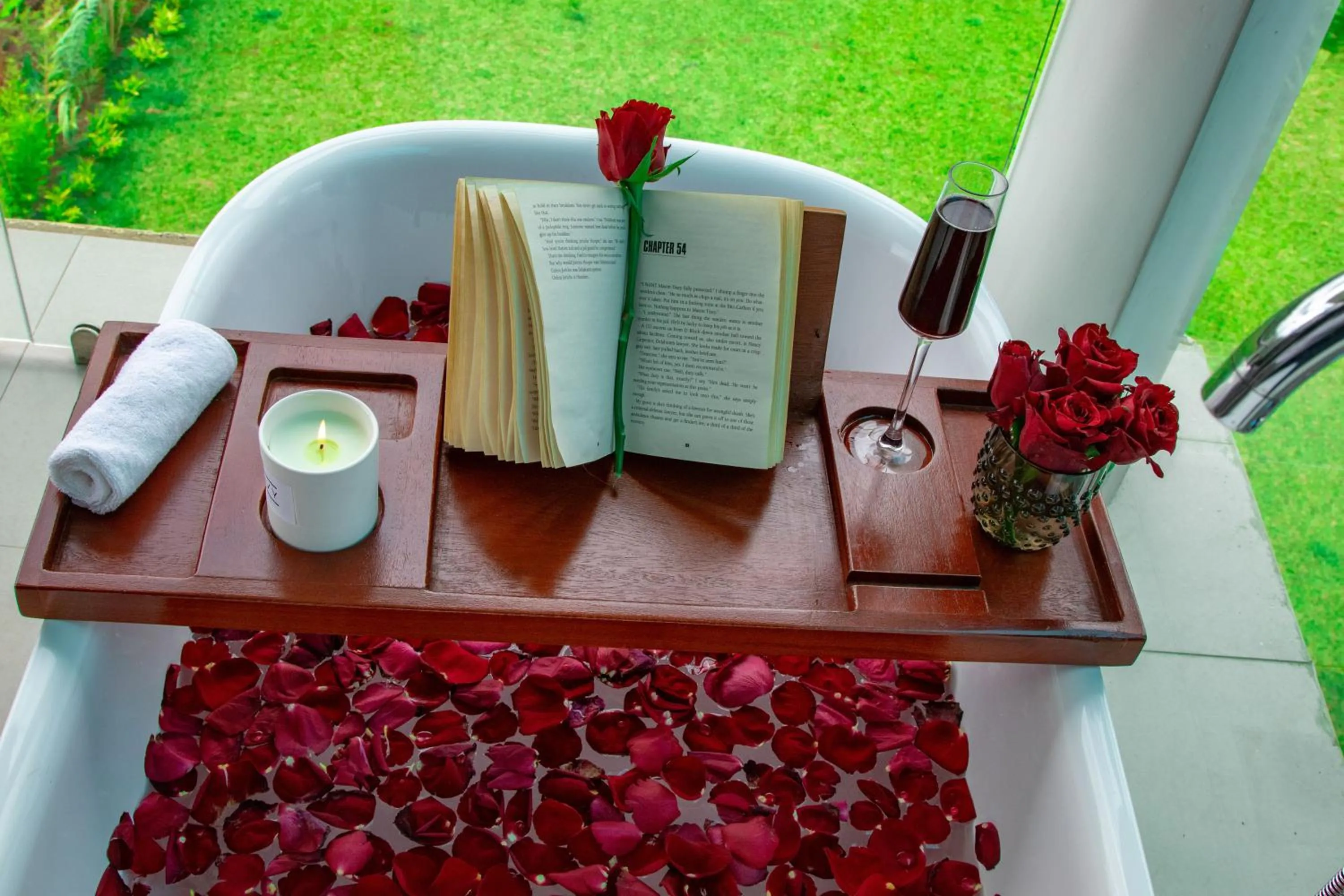 Patio in Shose Farmhouse Chalets & Campsite