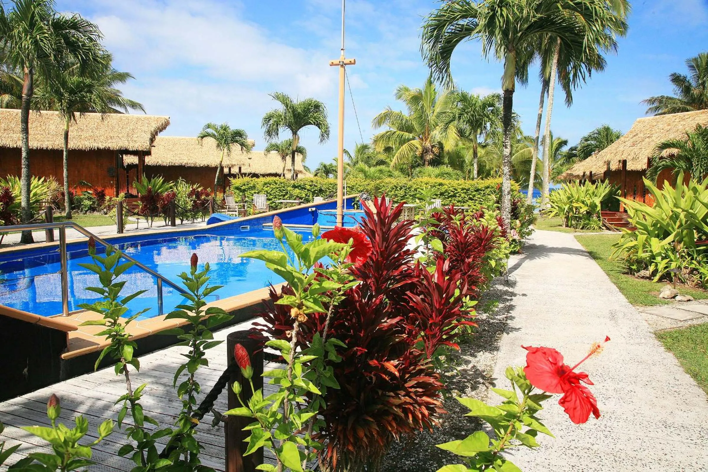 Pool view in Magic Reef Bungalows
