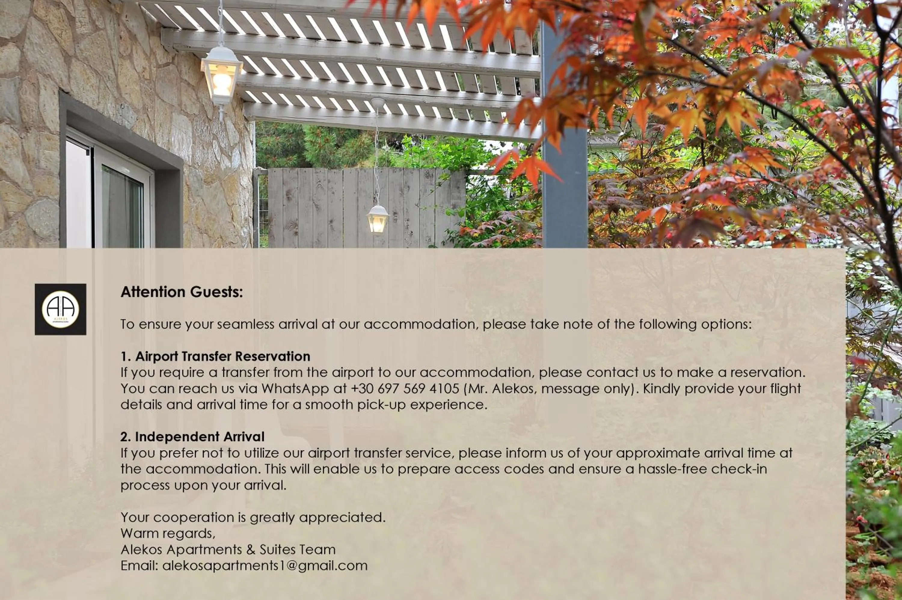 Logo/Certificate/Sign in Alekos Luxury Suites - Free 24hr Transformation From To Airport