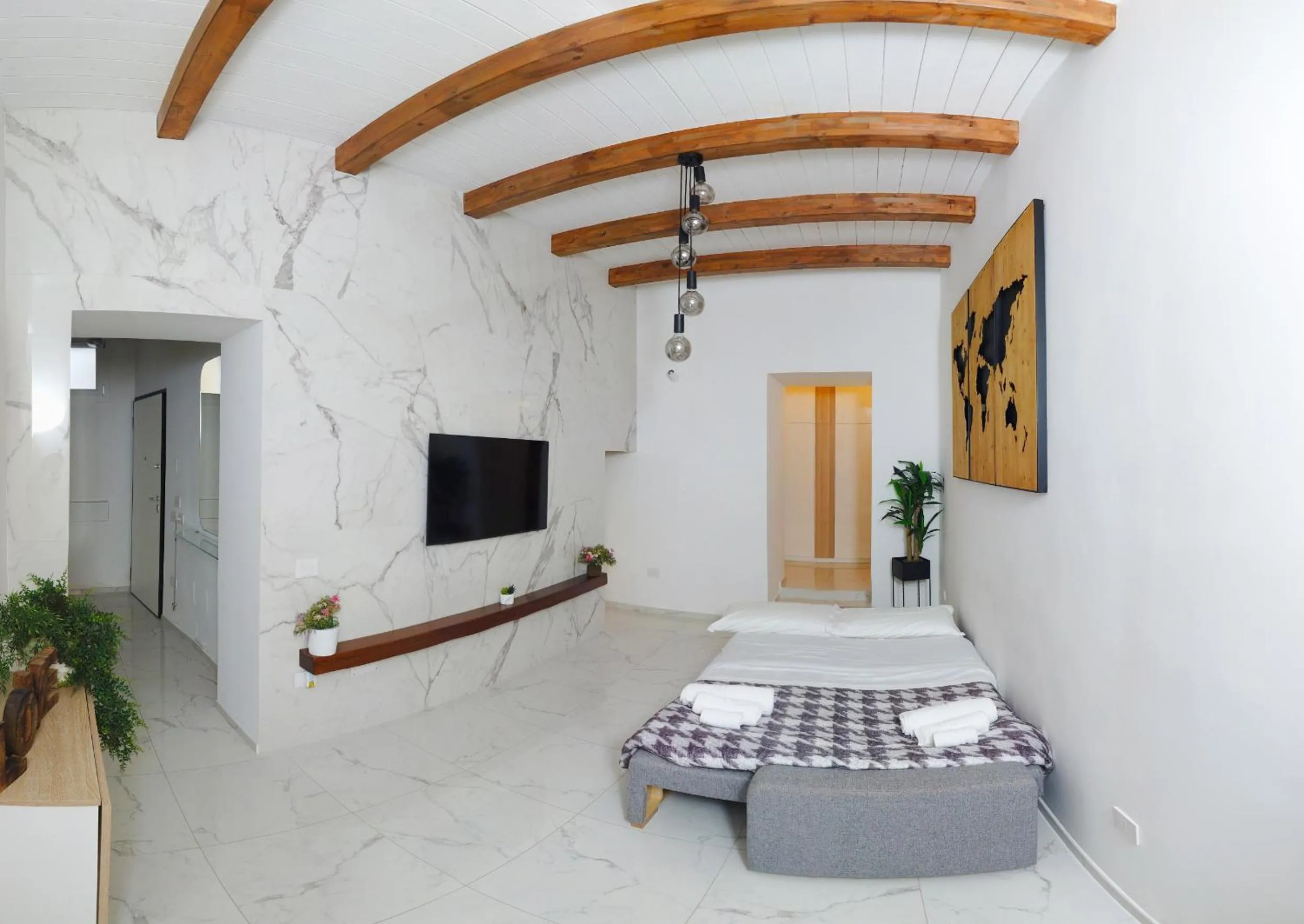 Living room, Bed in extra luxury apartment salerno center