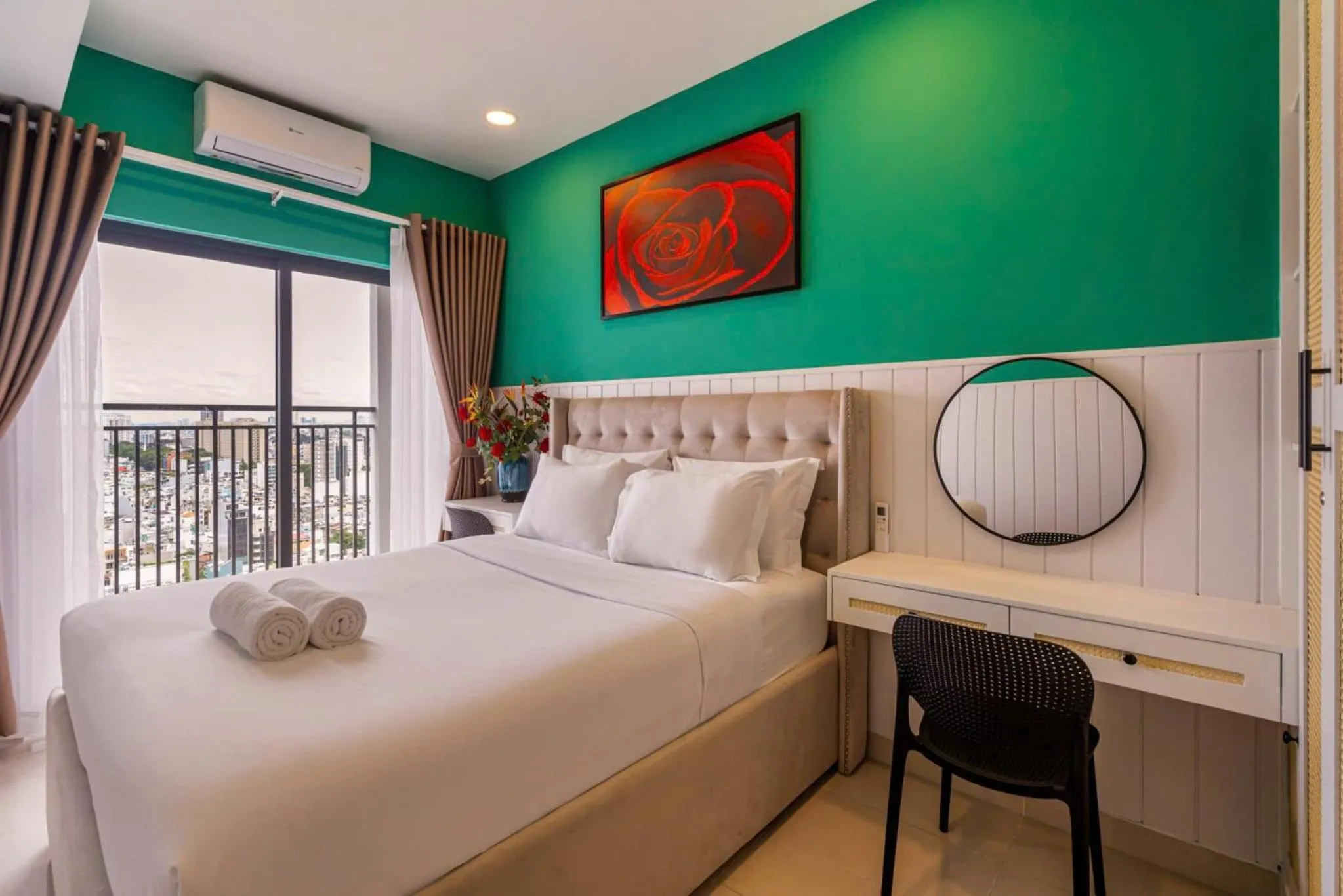 Bed in Otis Soho Saigon Balcony Apartment