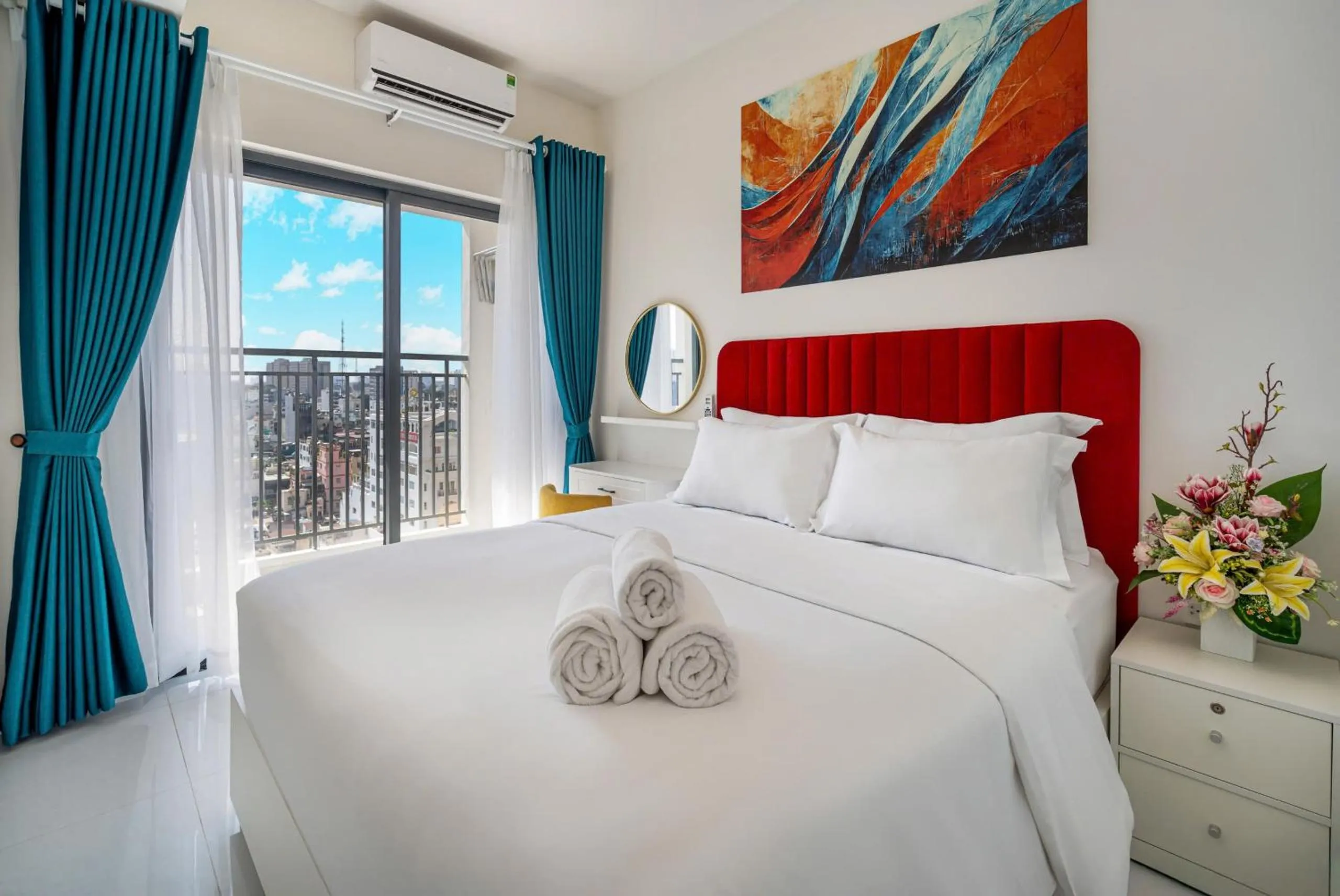 Bed in Otis Soho Saigon Balcony Apartment