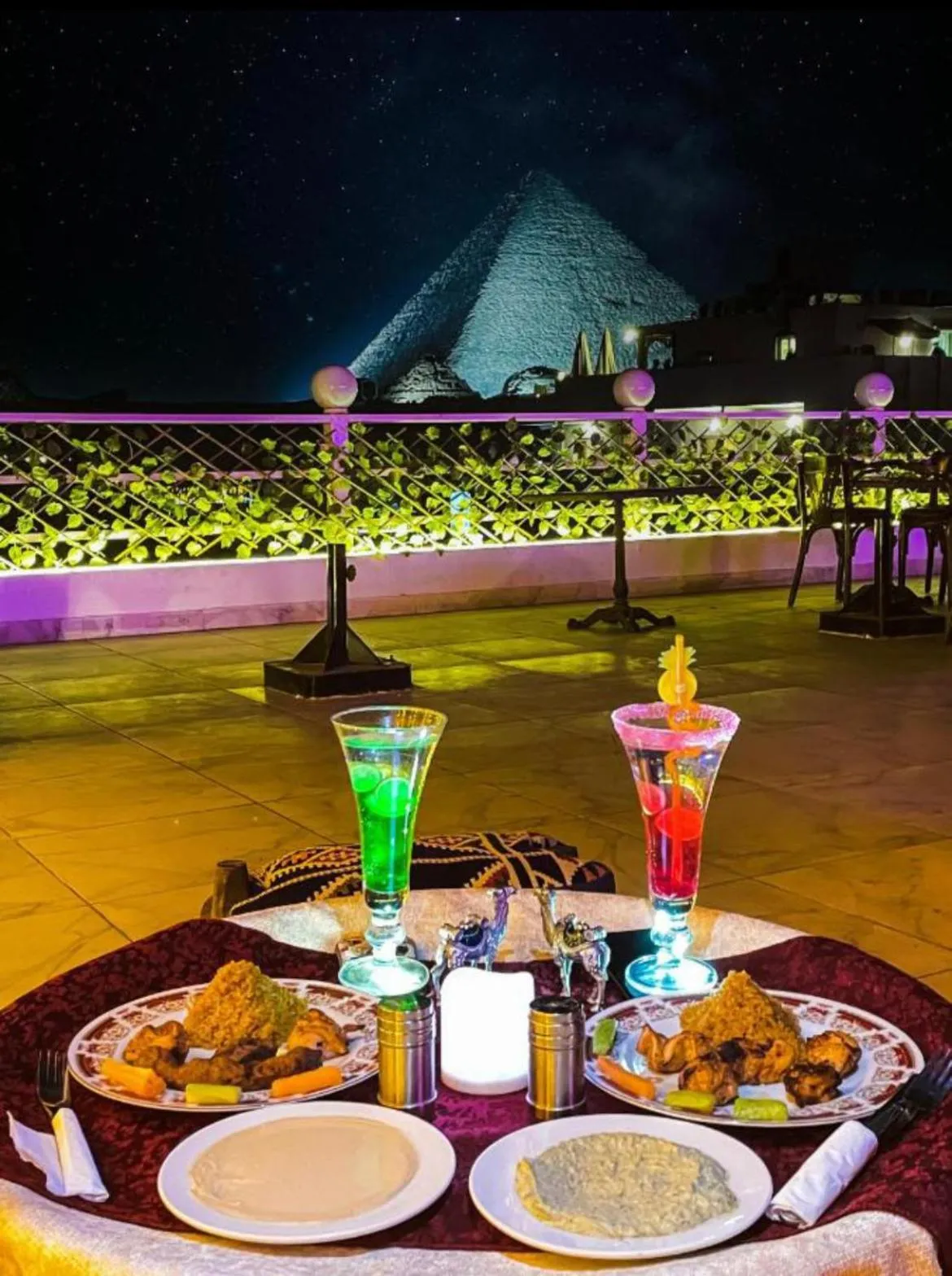 Night in Sphinx Golden Gate Pyramids