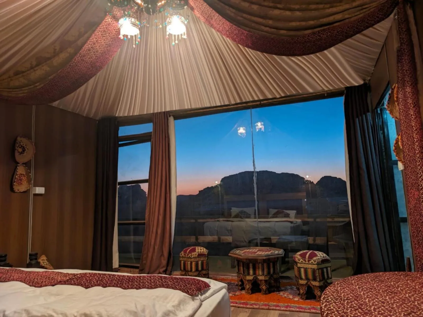 Bed in Wadi Rum Majestic Camp