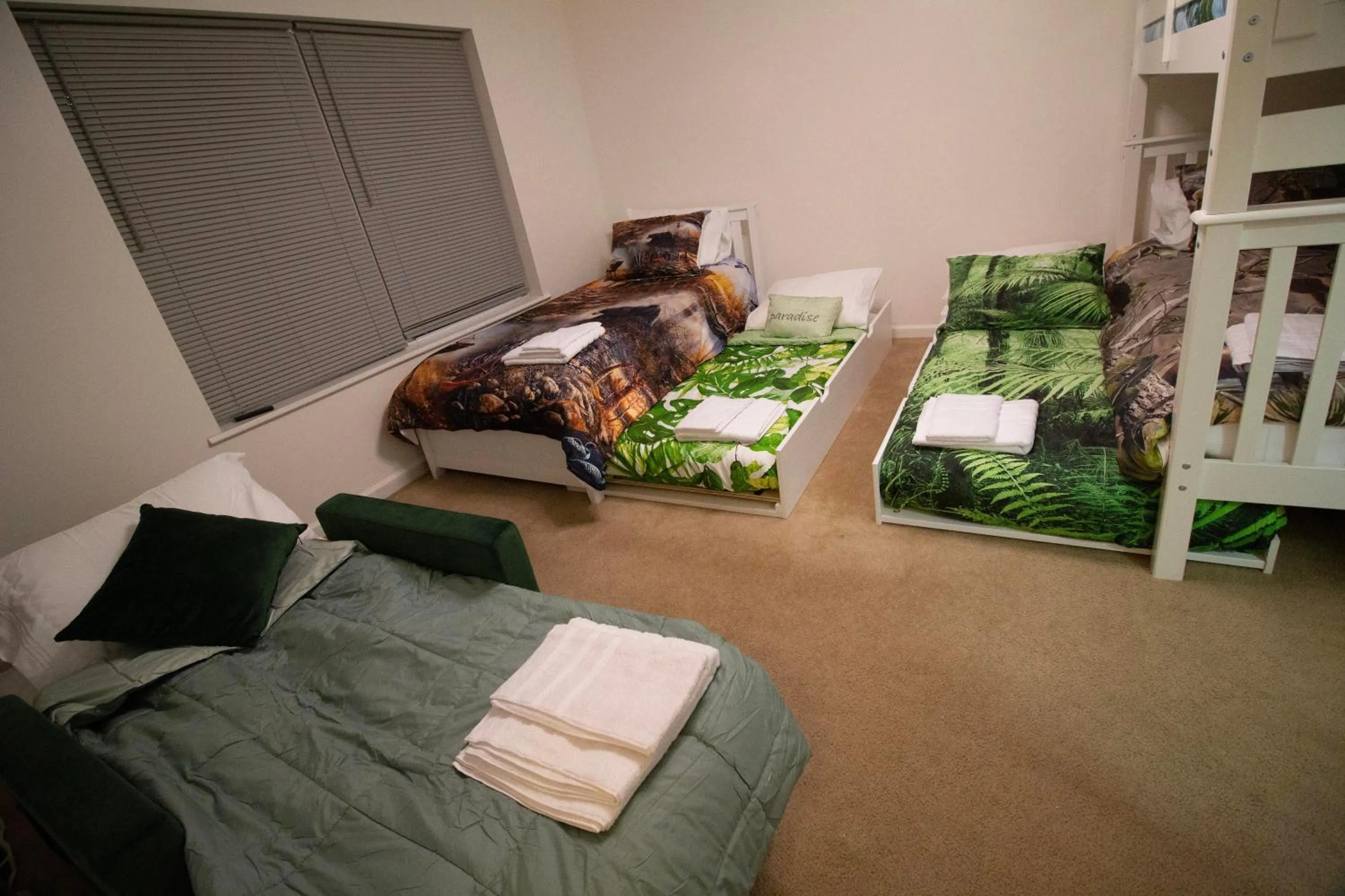 Bed in Stunning Poconos Villa- Hot Tub, Pool, Game Room, BBQ & more