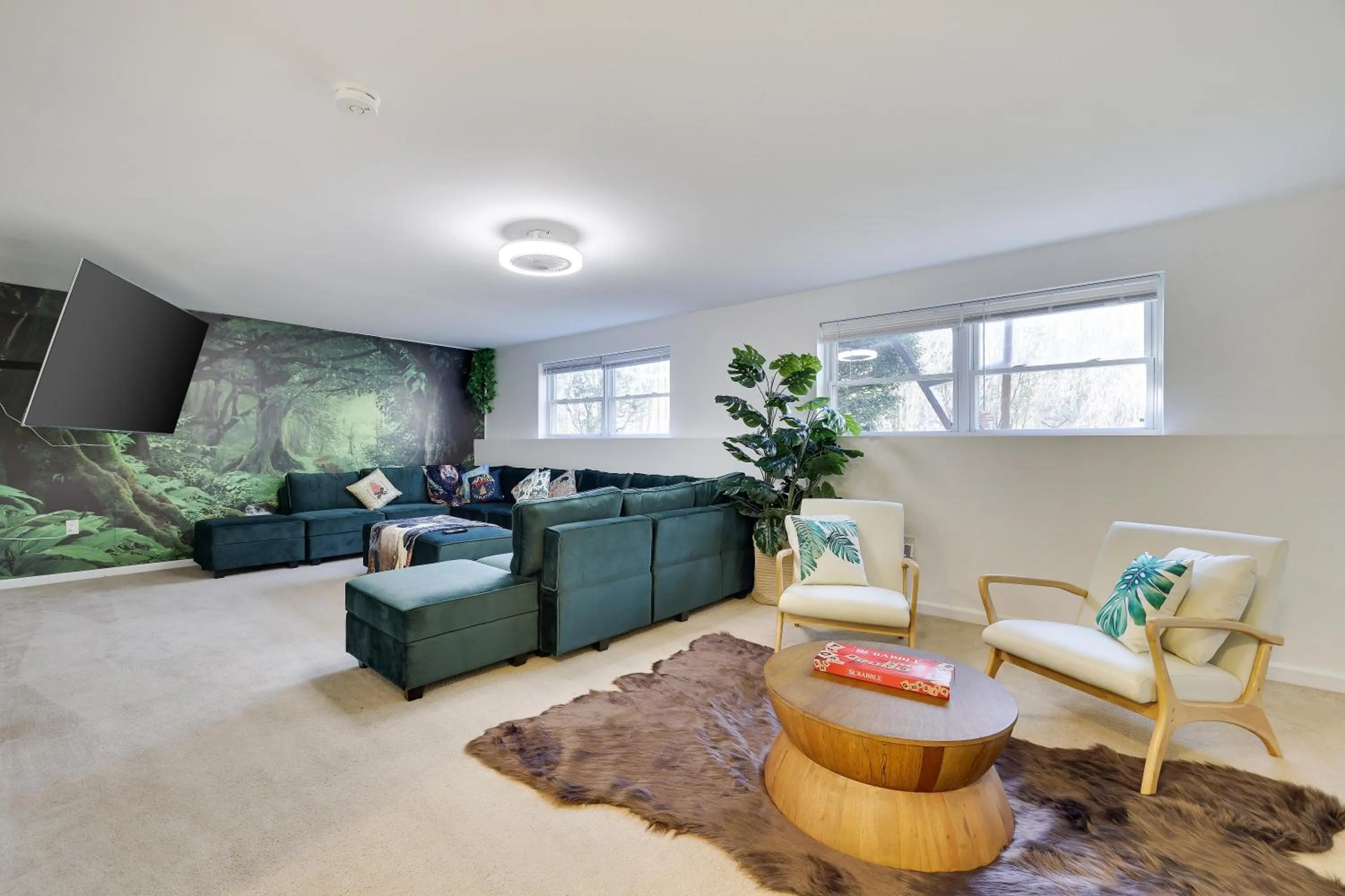 TV and multimedia in Stunning Poconos Villa- Hot Tub, Pool, Game Room, BBQ & more