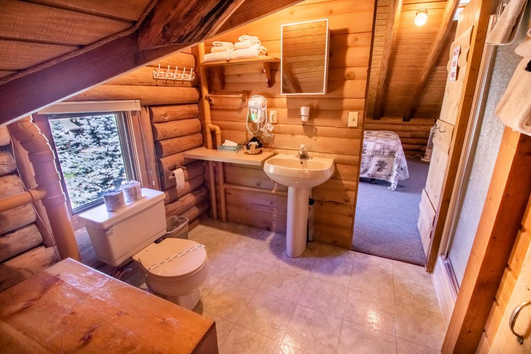 Bathroom in Castle Mountain Lodge