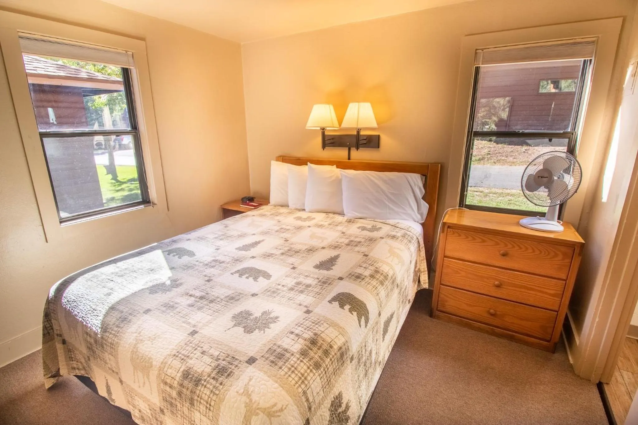 Bed in Castle Mountain Lodge