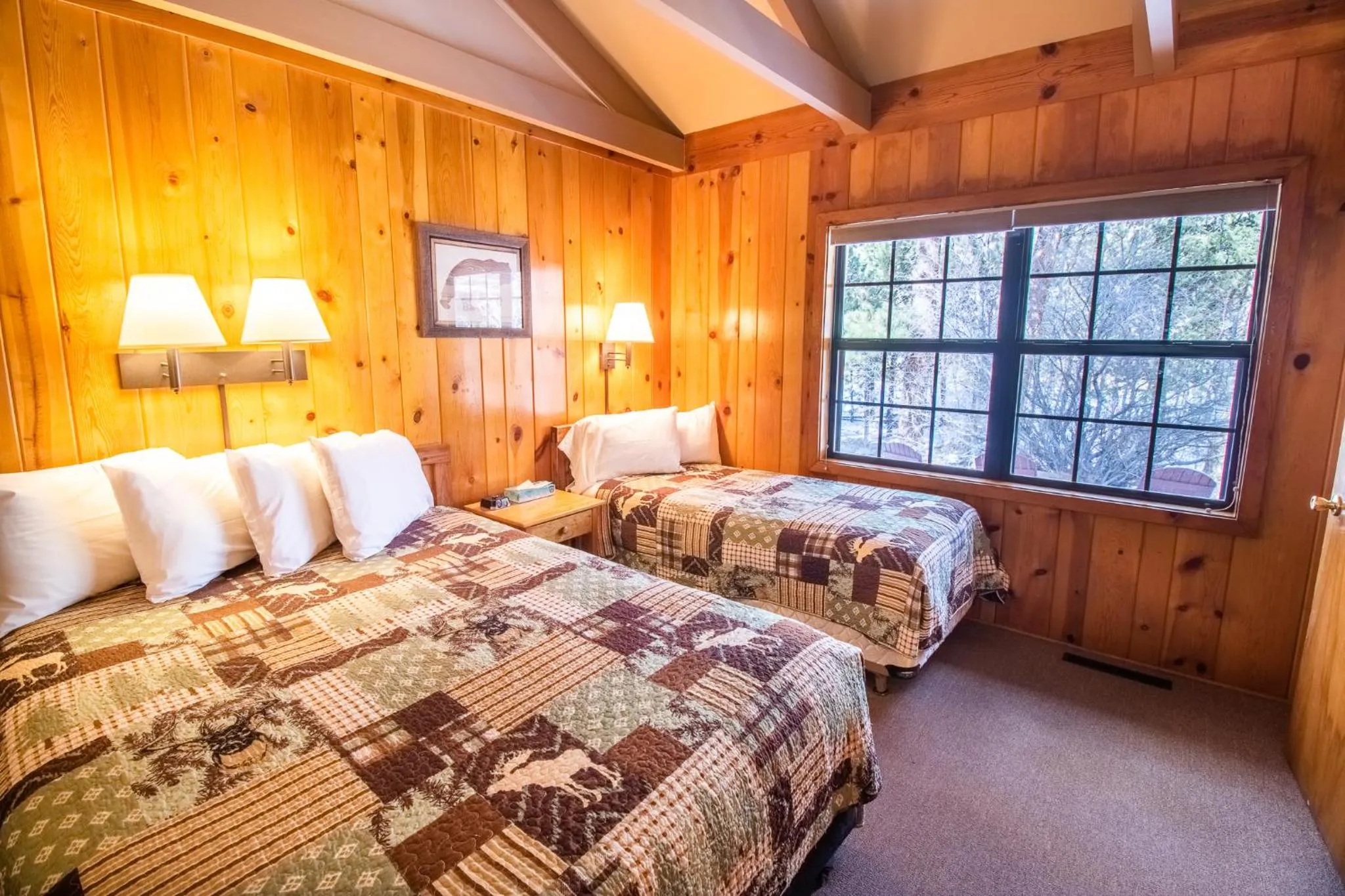 Bed in Castle Mountain Lodge