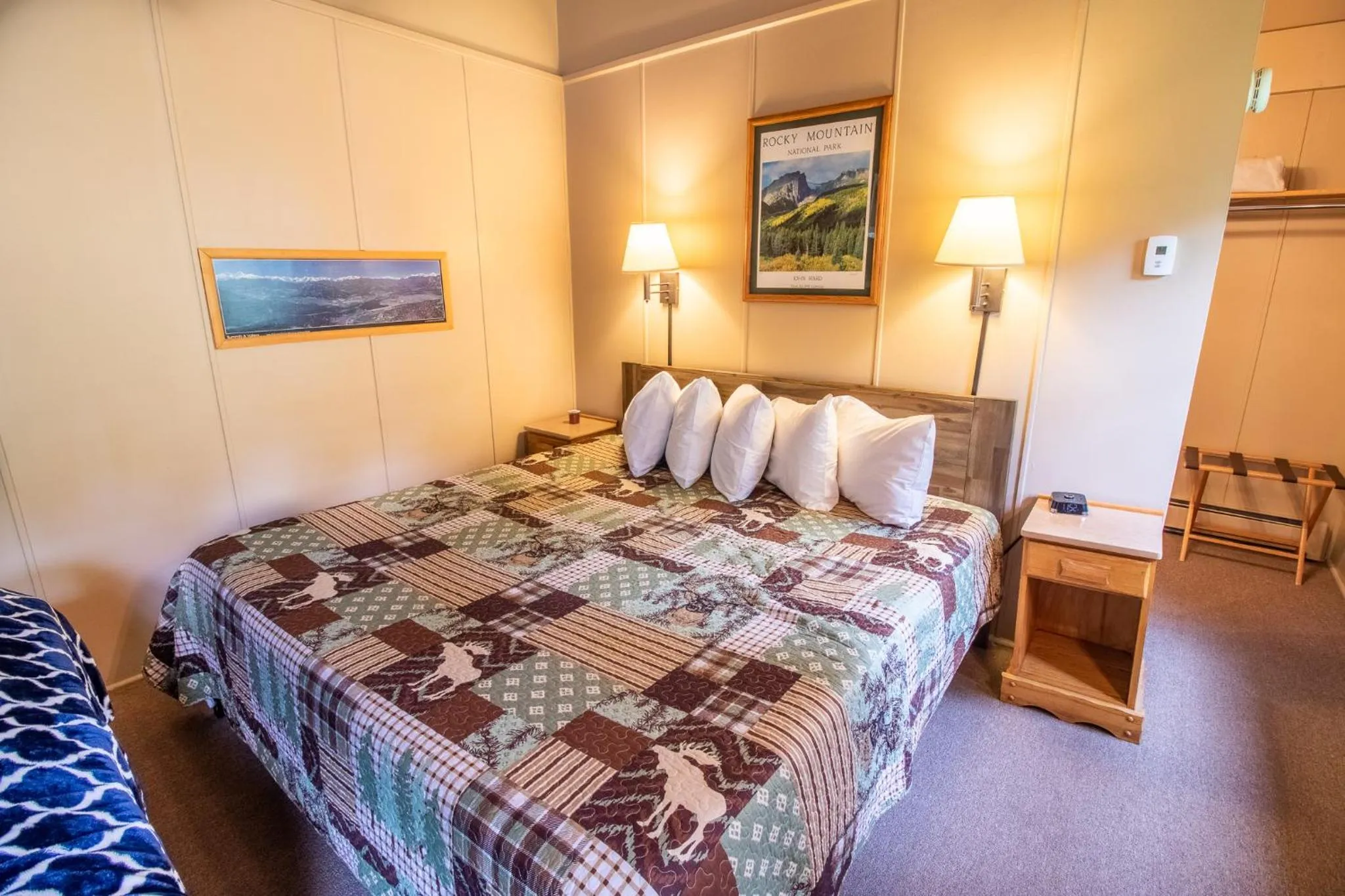 Bed in Castle Mountain Lodge