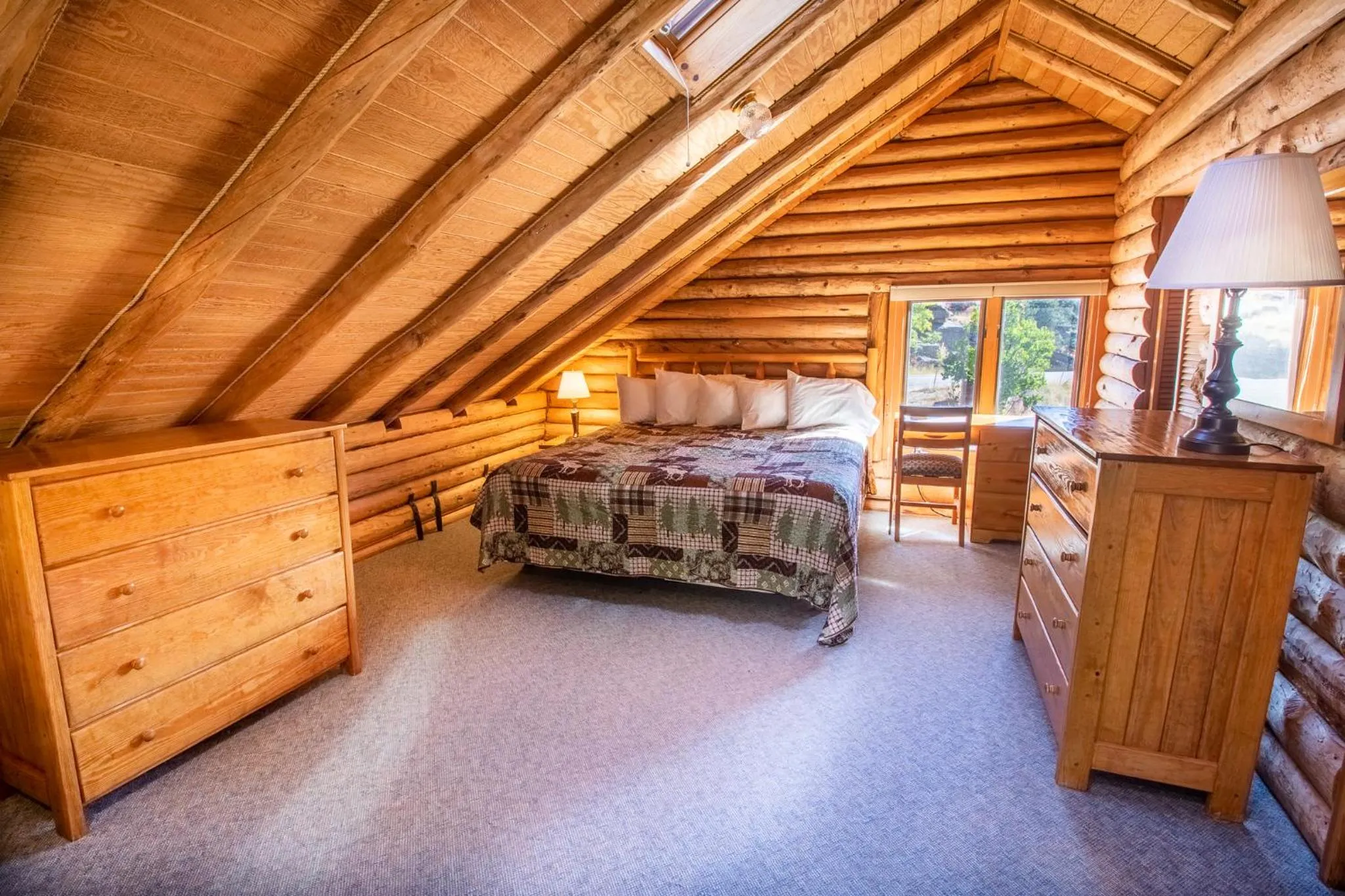 Bed in Castle Mountain Lodge