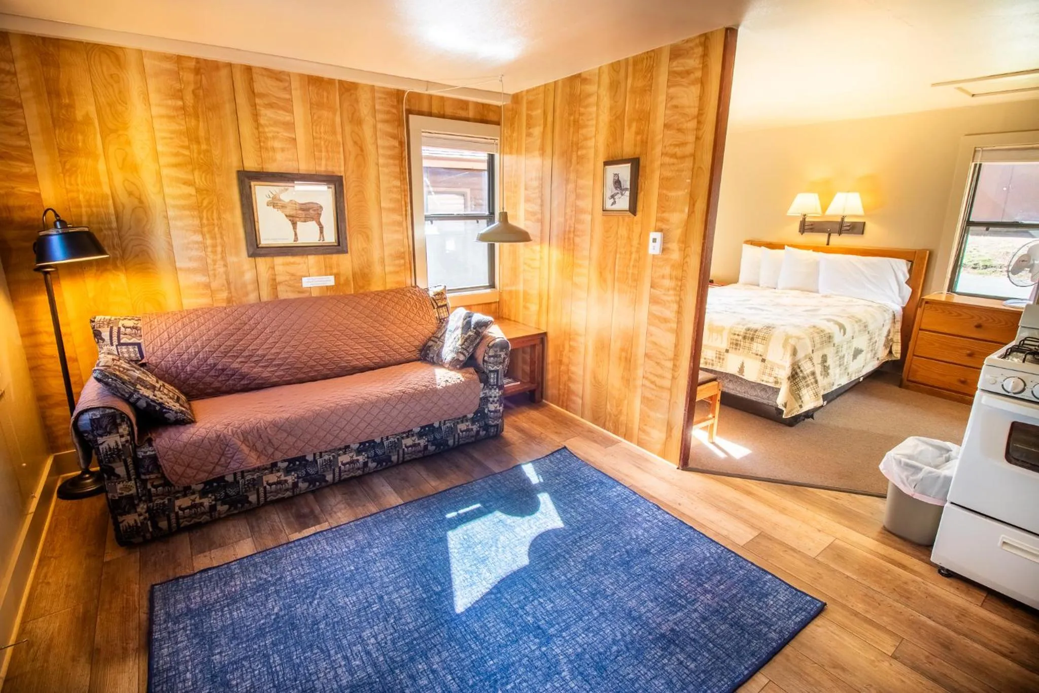 Living room, Bed in Castle Mountain Lodge