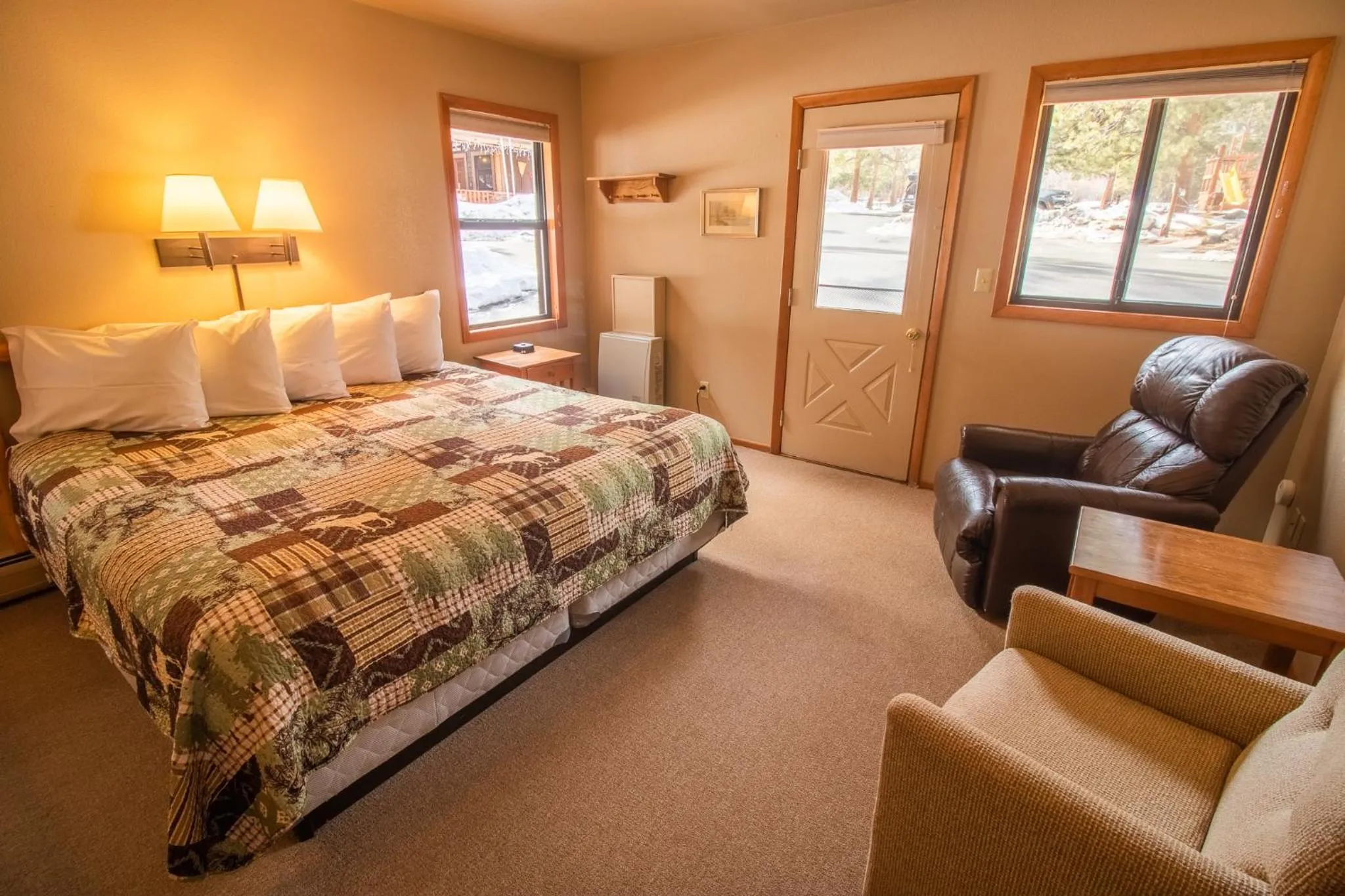 Bed in Castle Mountain Lodge