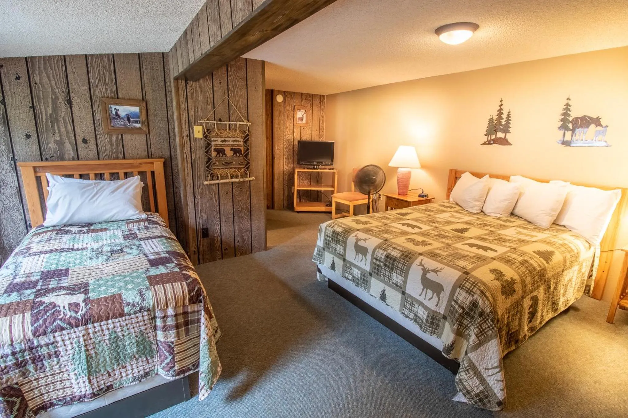 Bed in Castle Mountain Lodge