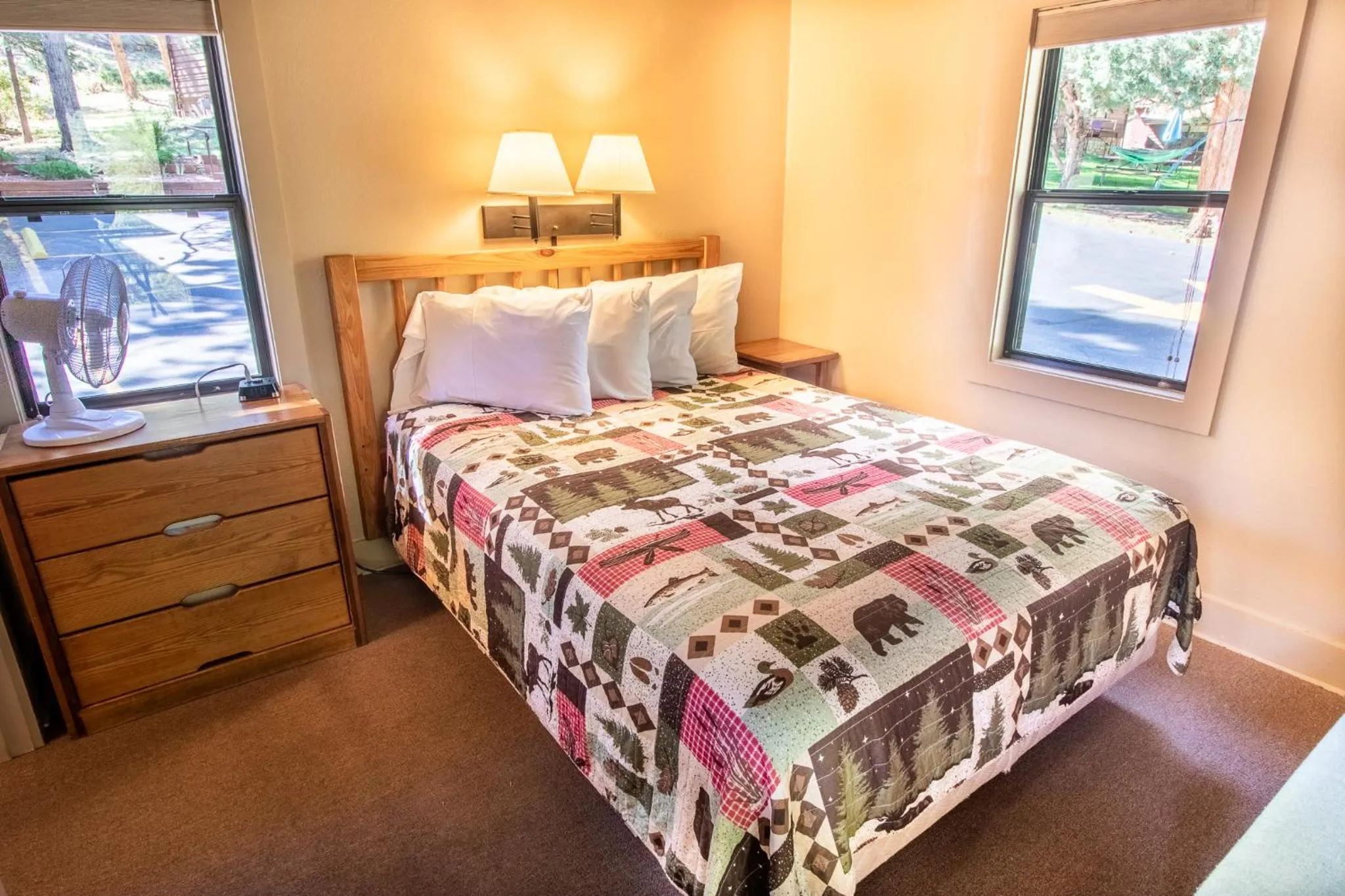 Bed in Castle Mountain Lodge