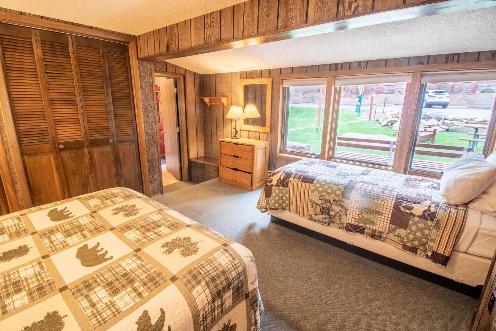 Bed in Castle Mountain Lodge
