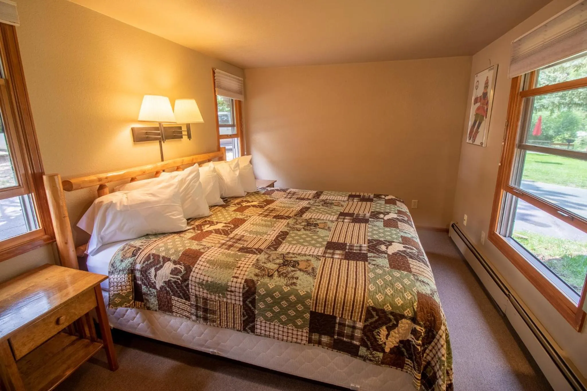 Bed in Castle Mountain Lodge