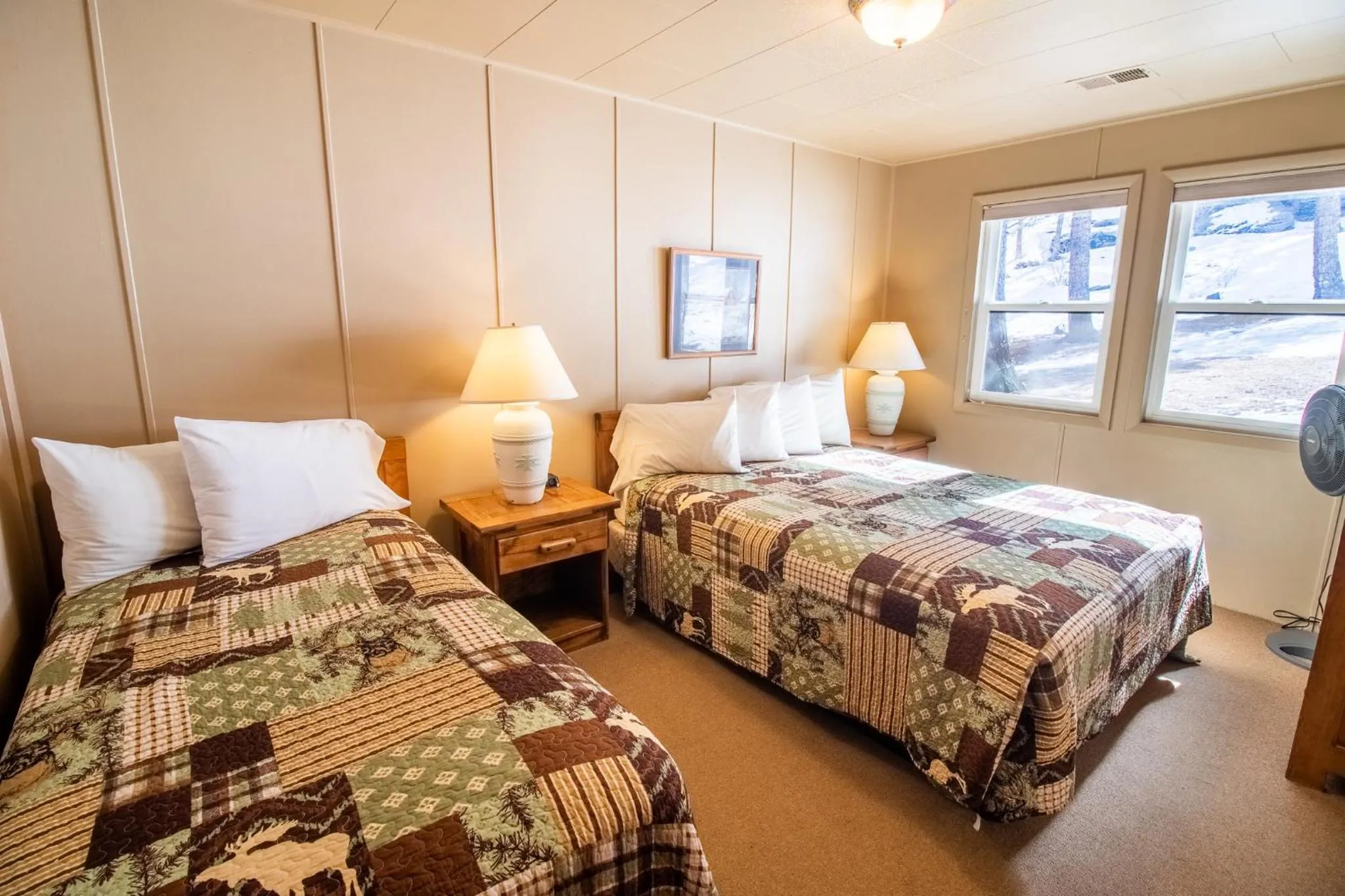 Bed in Castle Mountain Lodge