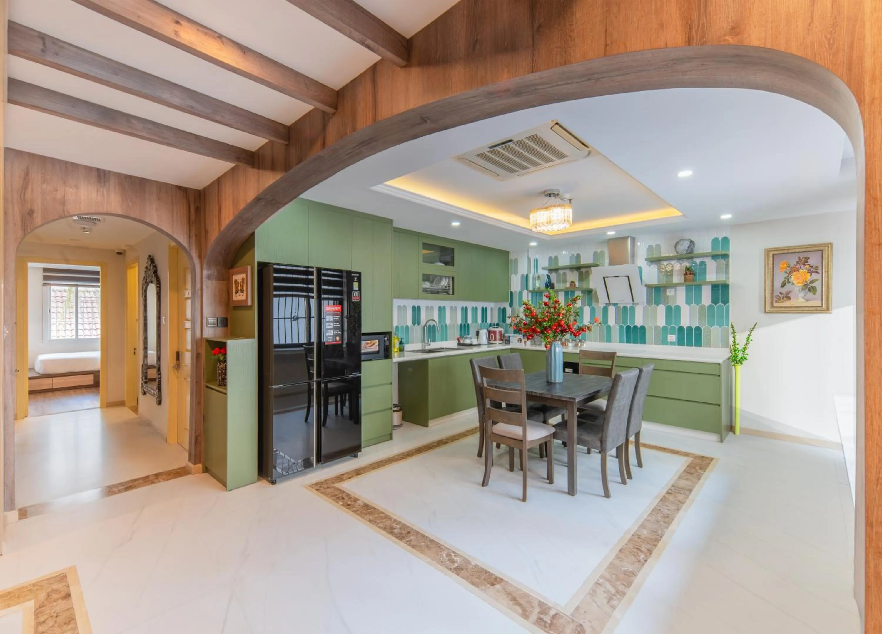 Kitchen or kitchenette in Aaron Boutique Hotel