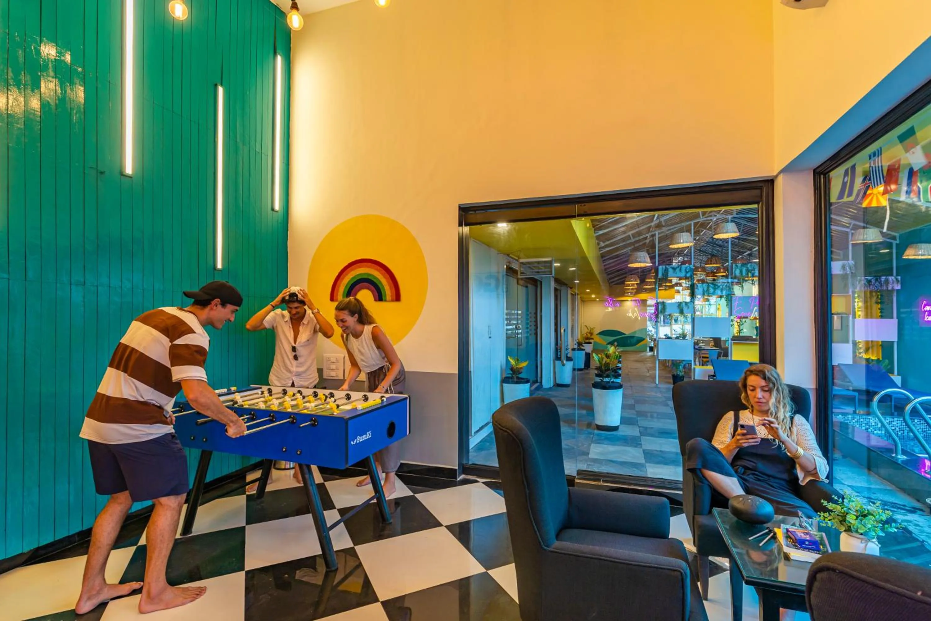 Seating area in The Hosteller Goa, Candolim