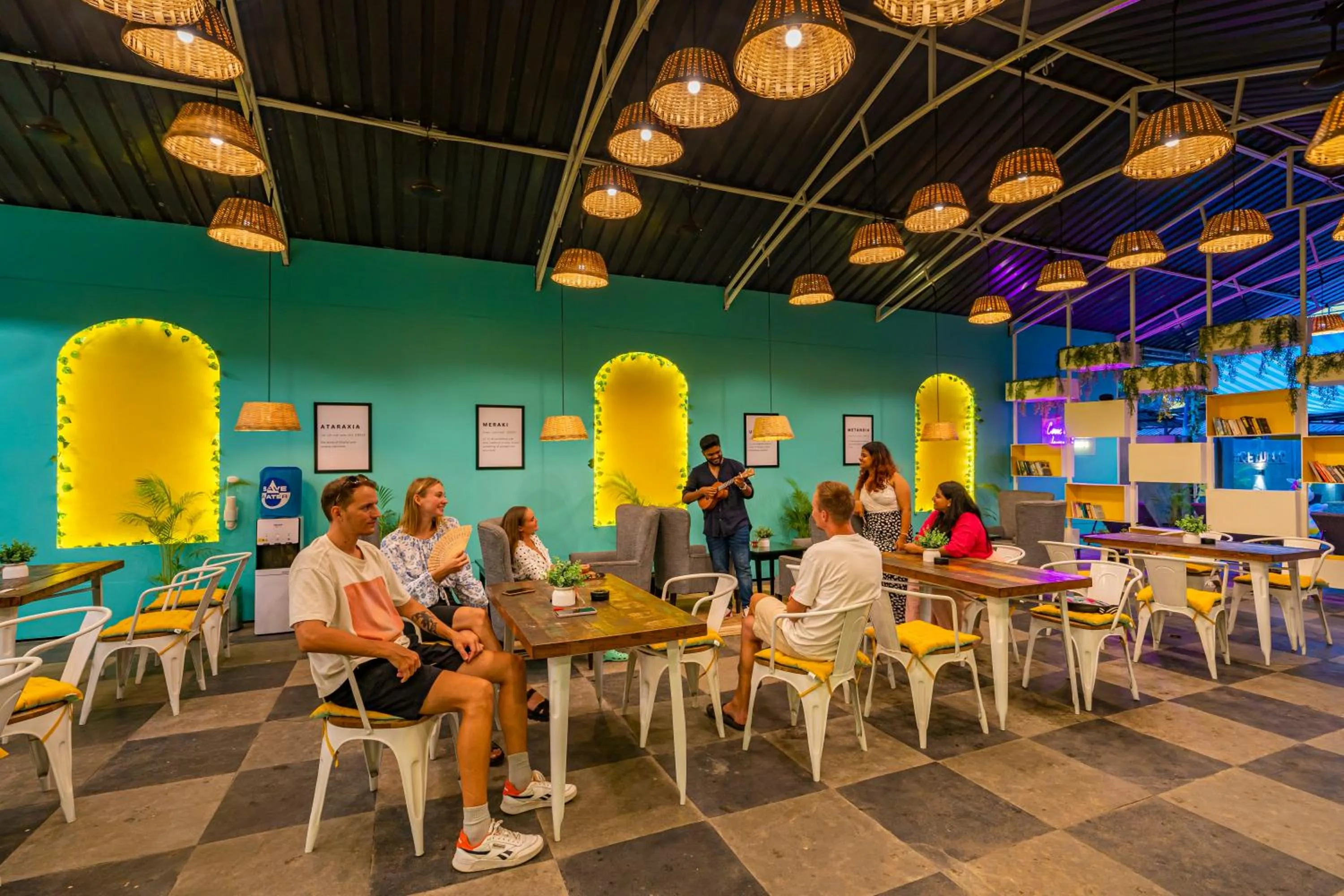 Seating area in The Hosteller Goa, Candolim