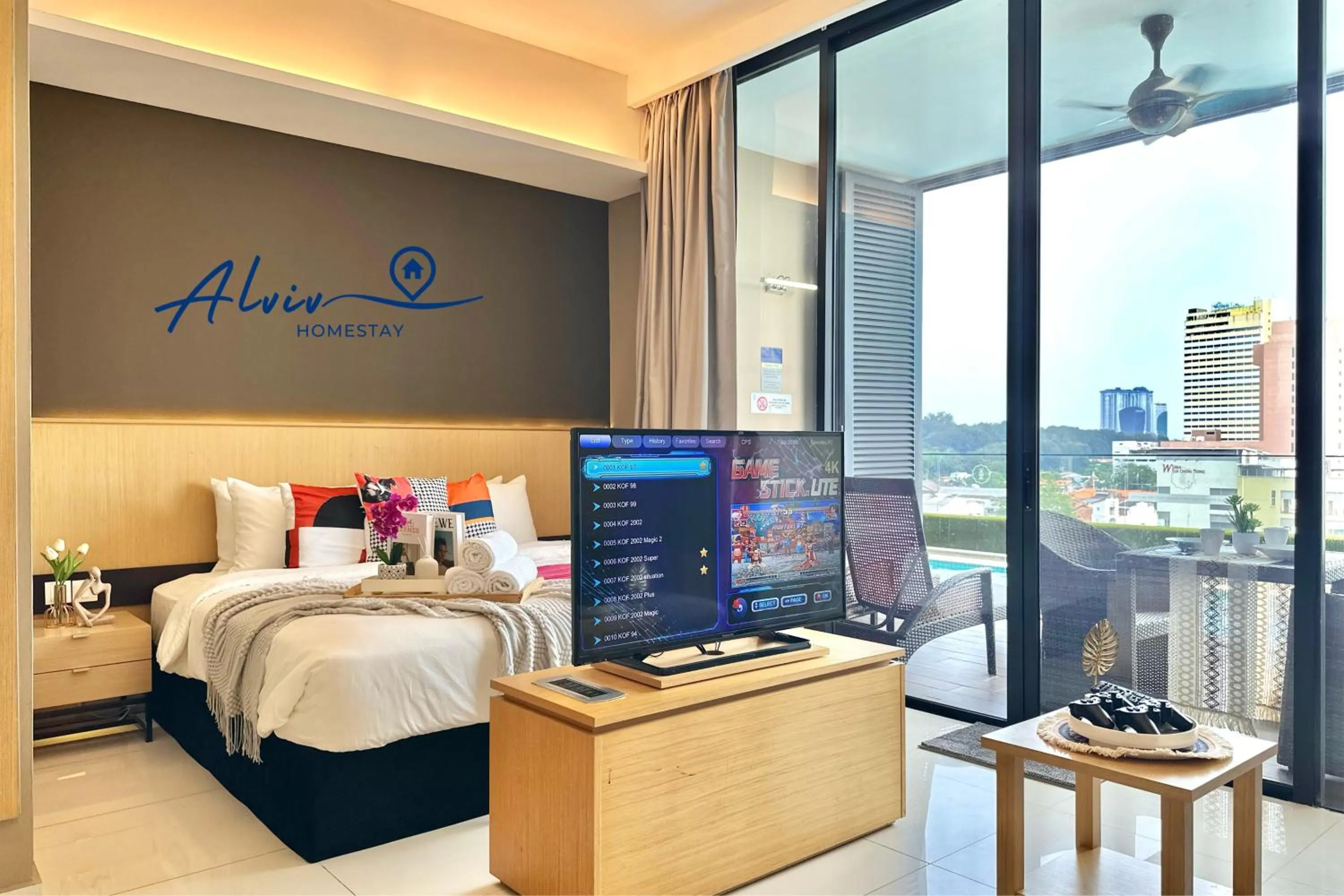 TV and multimedia, Bed in Alviv 99 Suites I Family Suite I 4-7 pax I 5minsMelakaCruise I JonkerSt