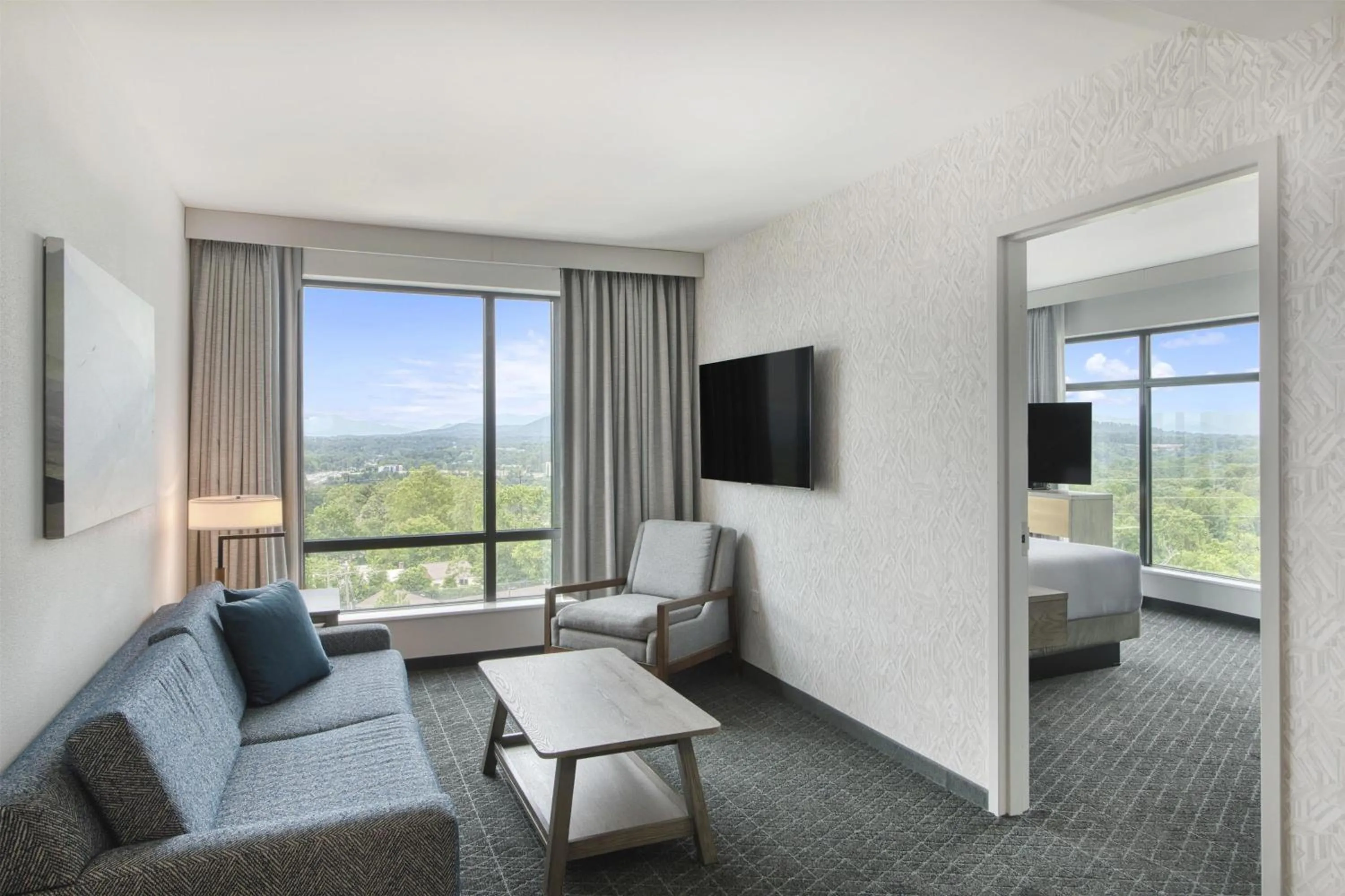 Living room, Bed in Embassy Suites By Hilton Asheville Downtown