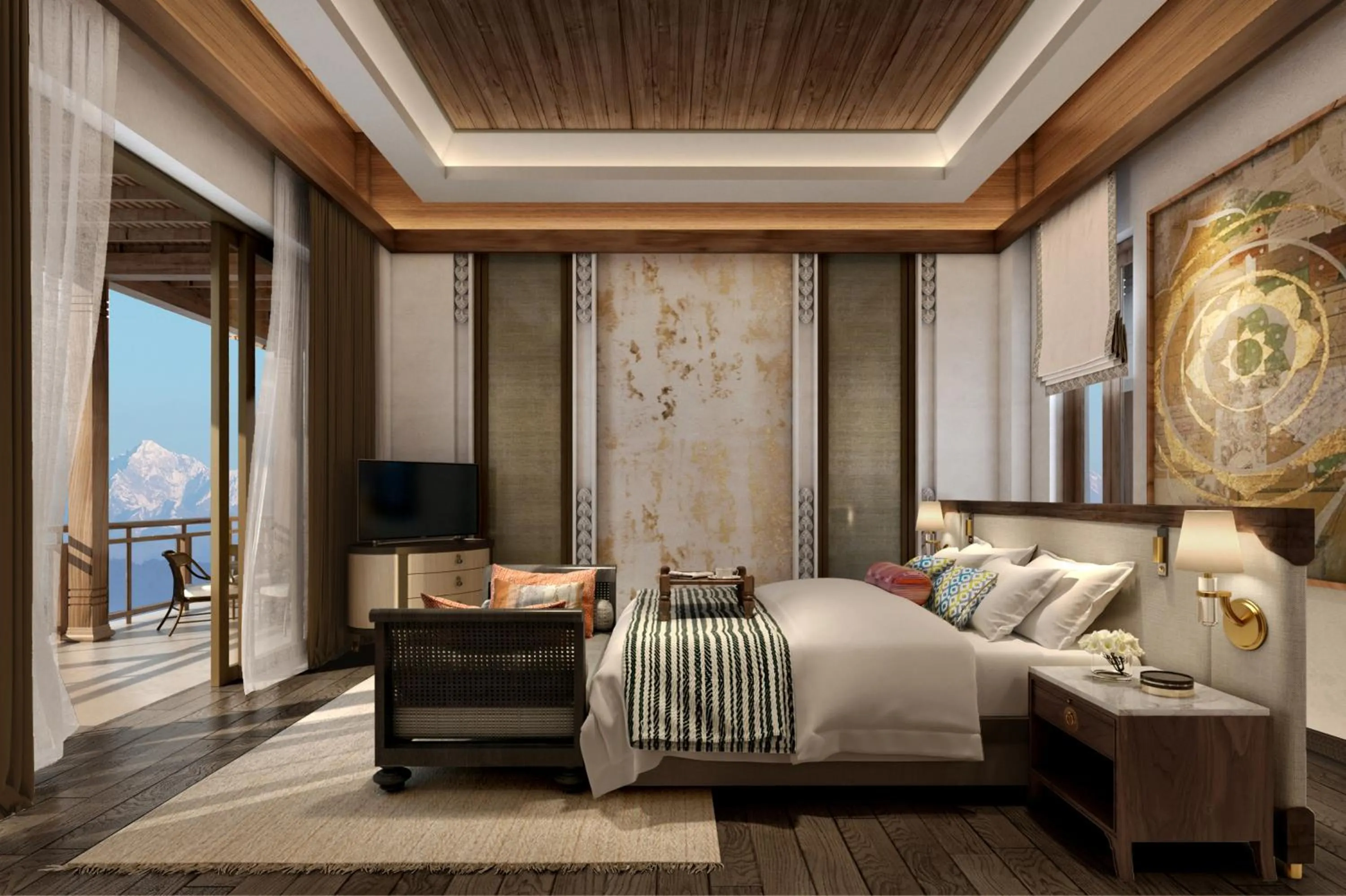 Bedroom, Bed in Dusit Thani Himalayan Resort Dhulikhel, Nepal