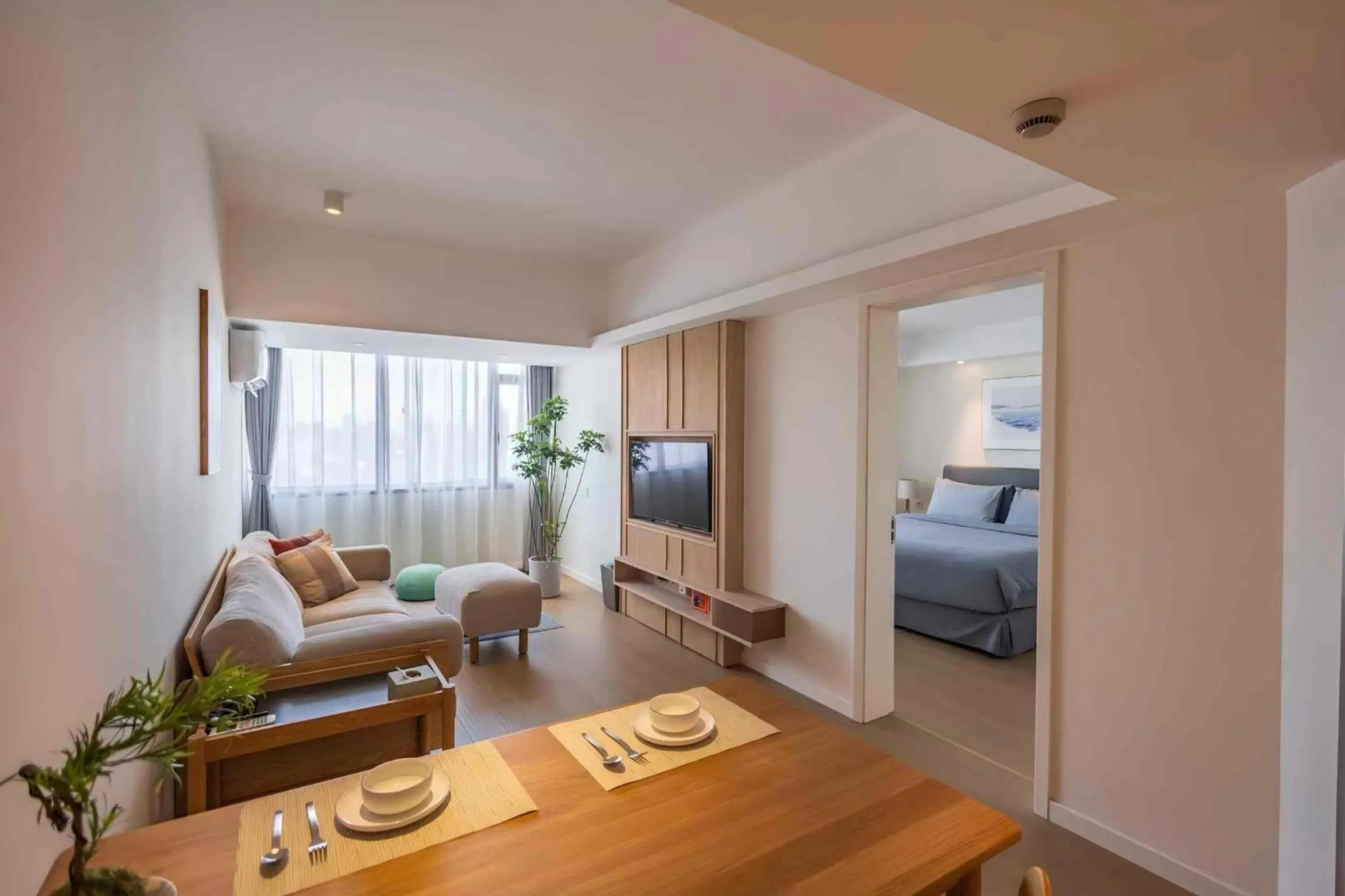 Living room, Bed in Citadines Apart'hotel Shanghai Jing'an Temple