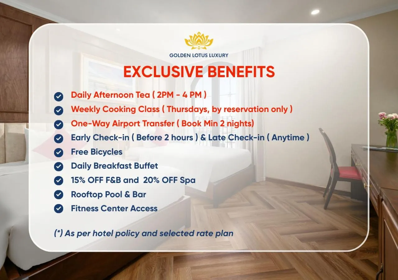 Bedroom in Golden Lotus Luxury Hotel Danang - Complimentary Daily Afternoon Tea