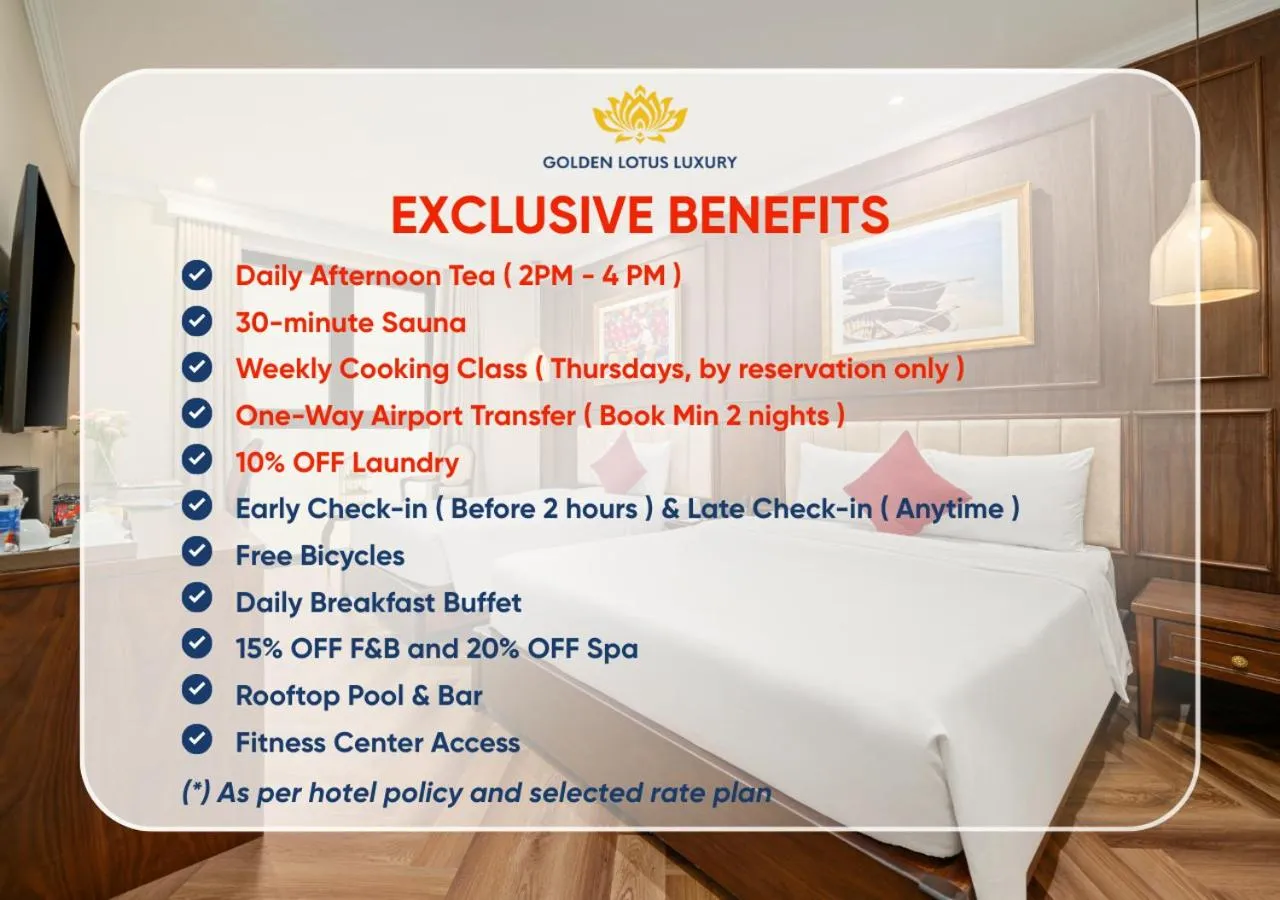 Bedroom in Golden Lotus Luxury Hotel Danang - Complimentary Daily Afternoon Tea