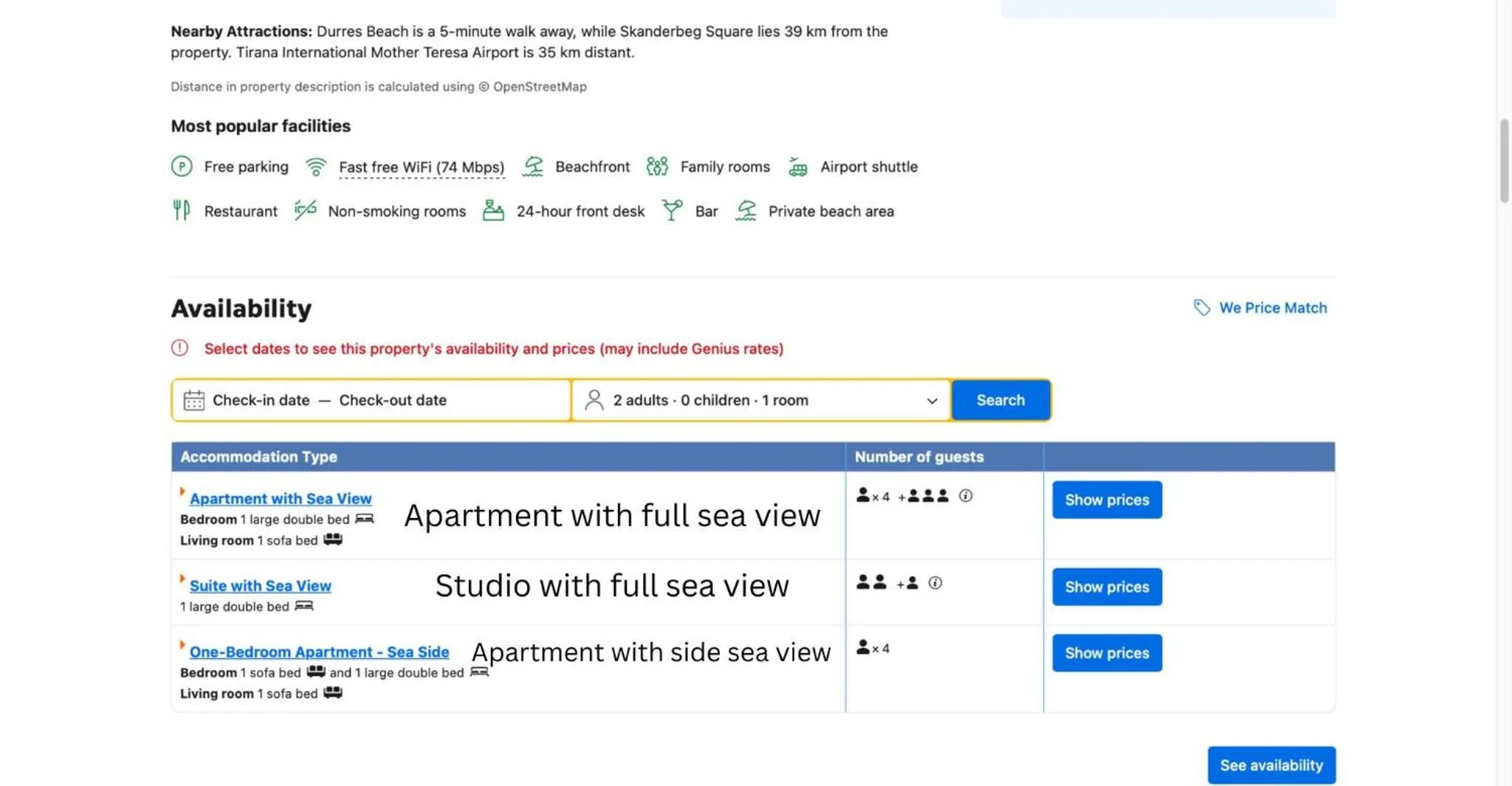 Text overlay in Wave Beachfront Apartments