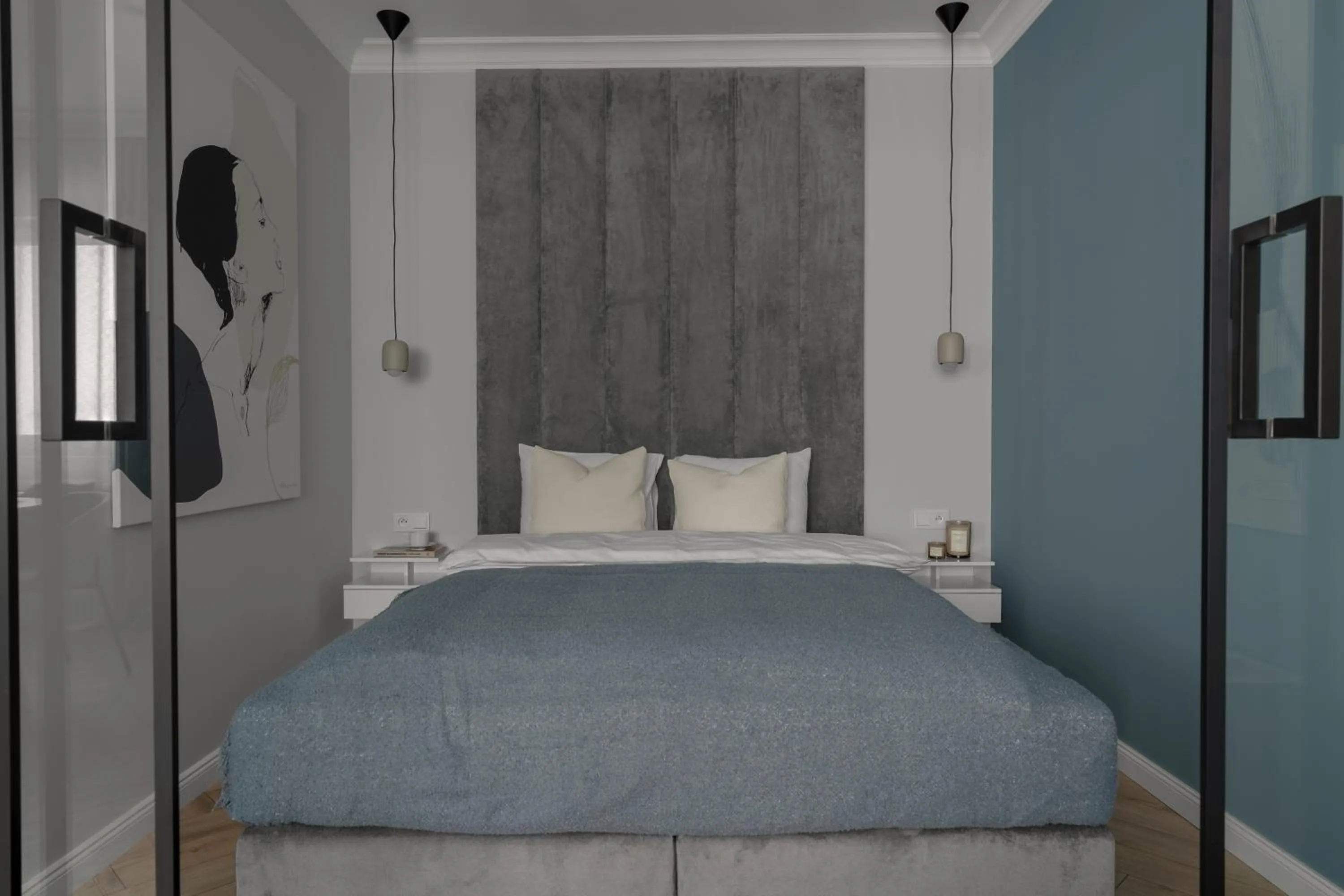 Bed in APARTIO ROOMS Gliwice