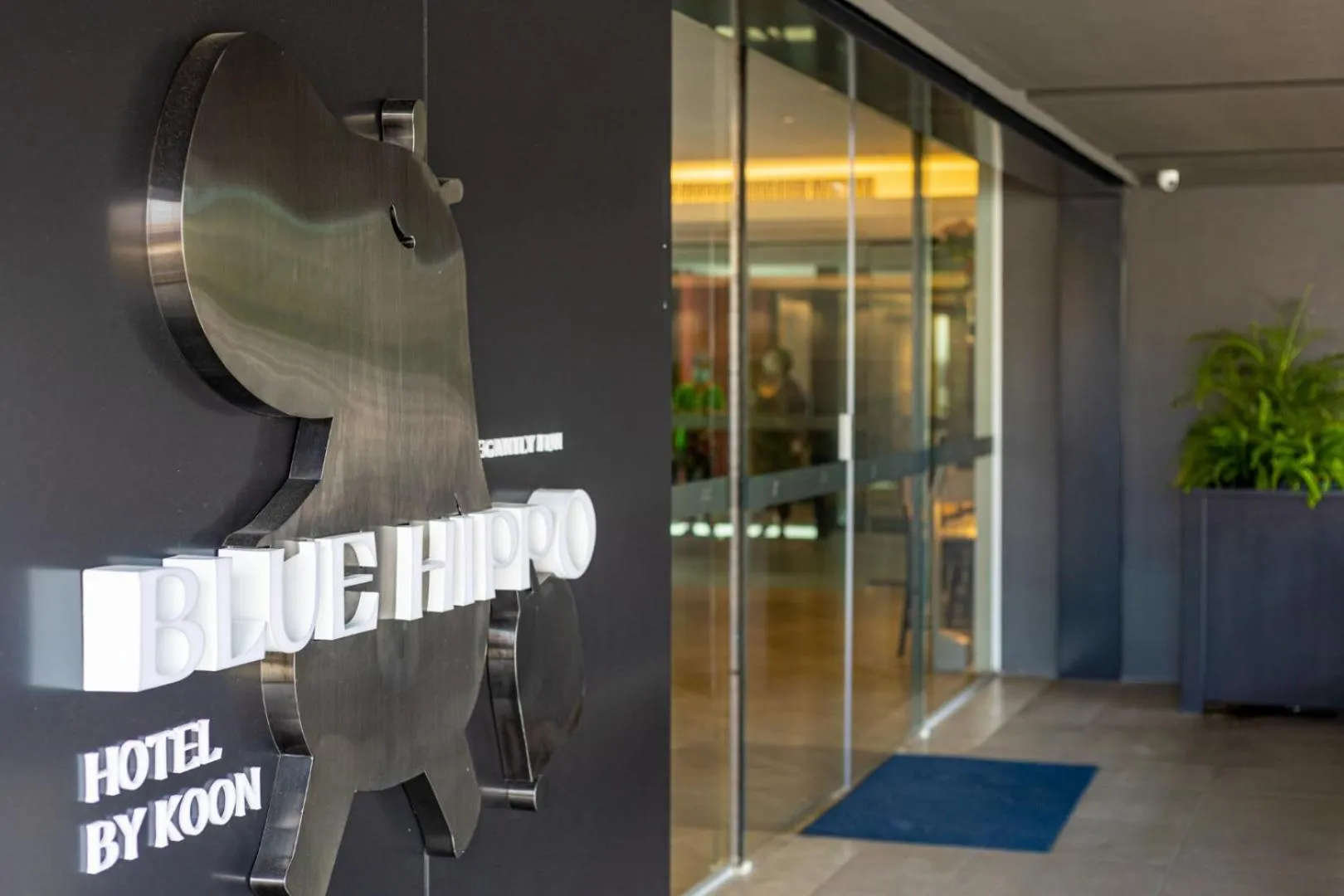 Text overlay in Blue Hippo Hotel