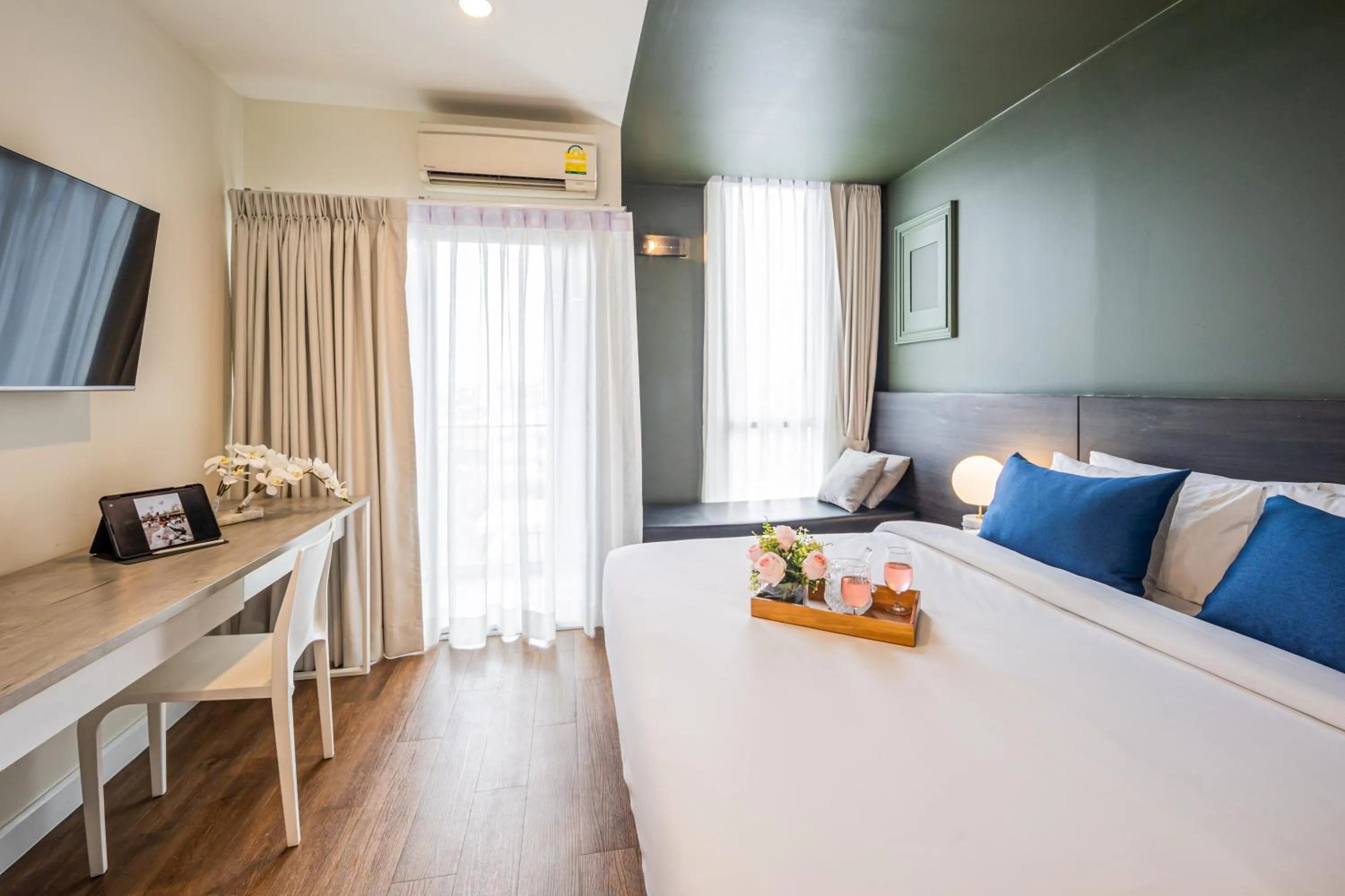 Bed in Blue Hippo Hotel