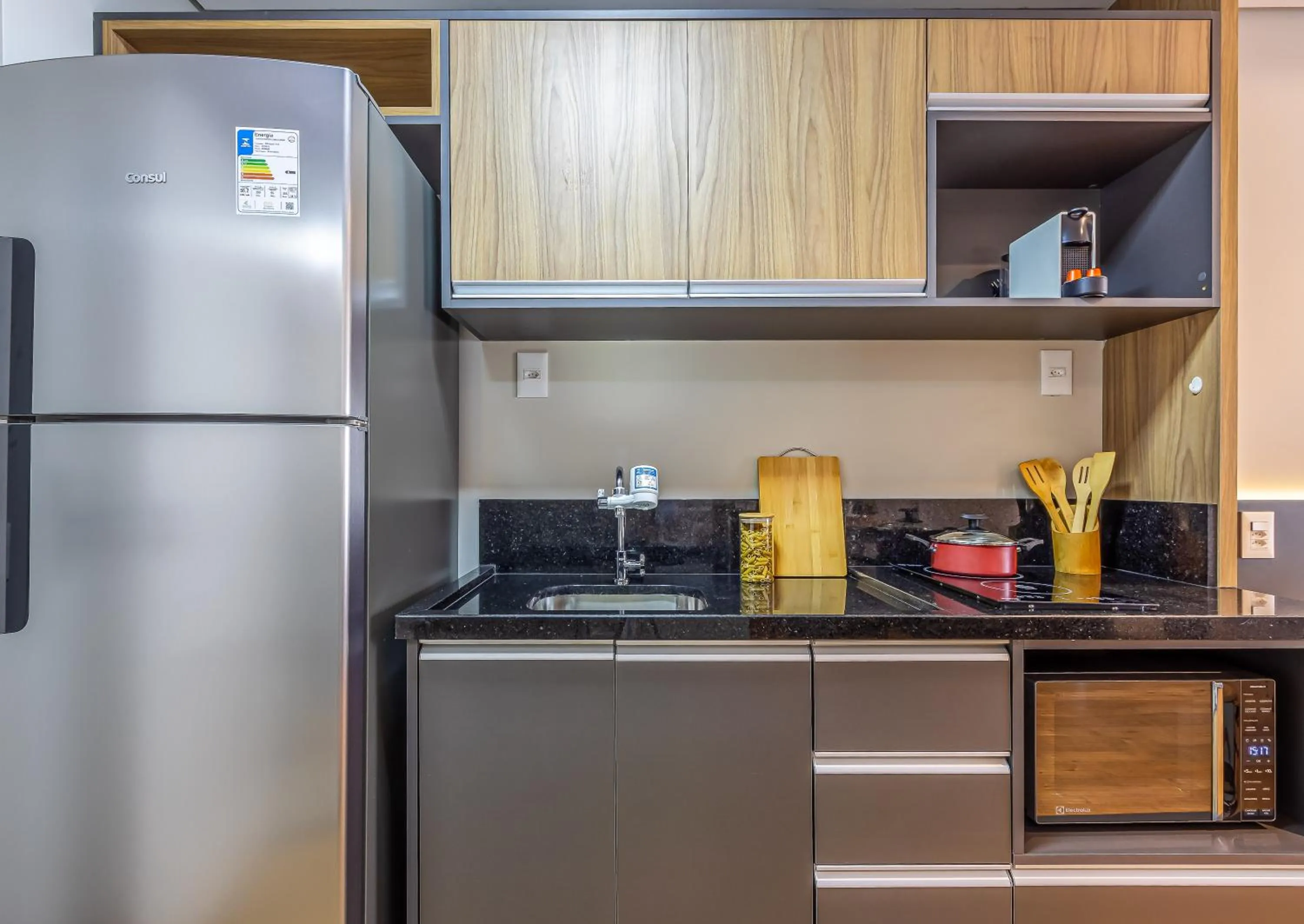 Kitchen or kitchenette in Next Paulista by Viva - Apartamentos completos ao lado da Av Paulista e MASP