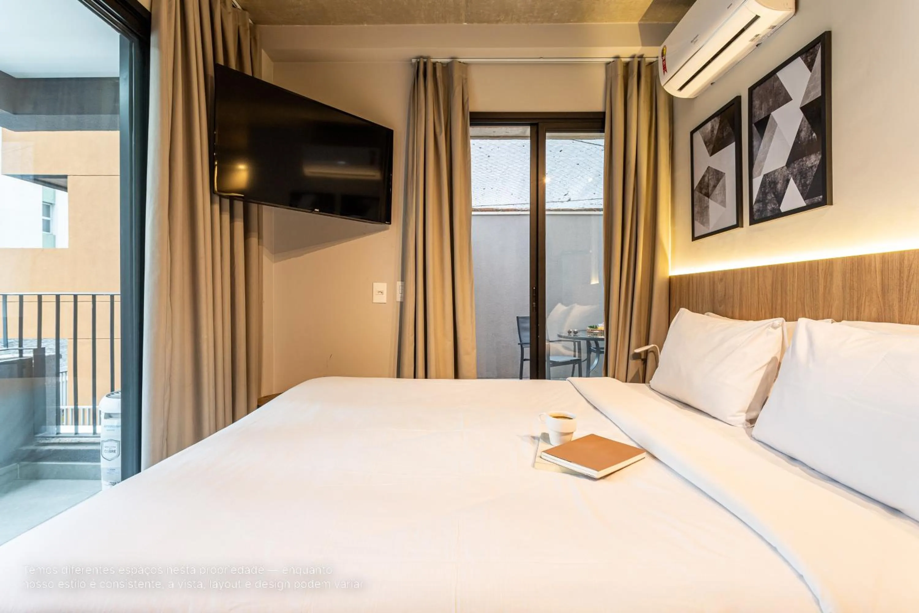 Balcony/Terrace, Bed in Next Paulista by Viva - Apartamentos completos ao lado da Av Paulista e MASP