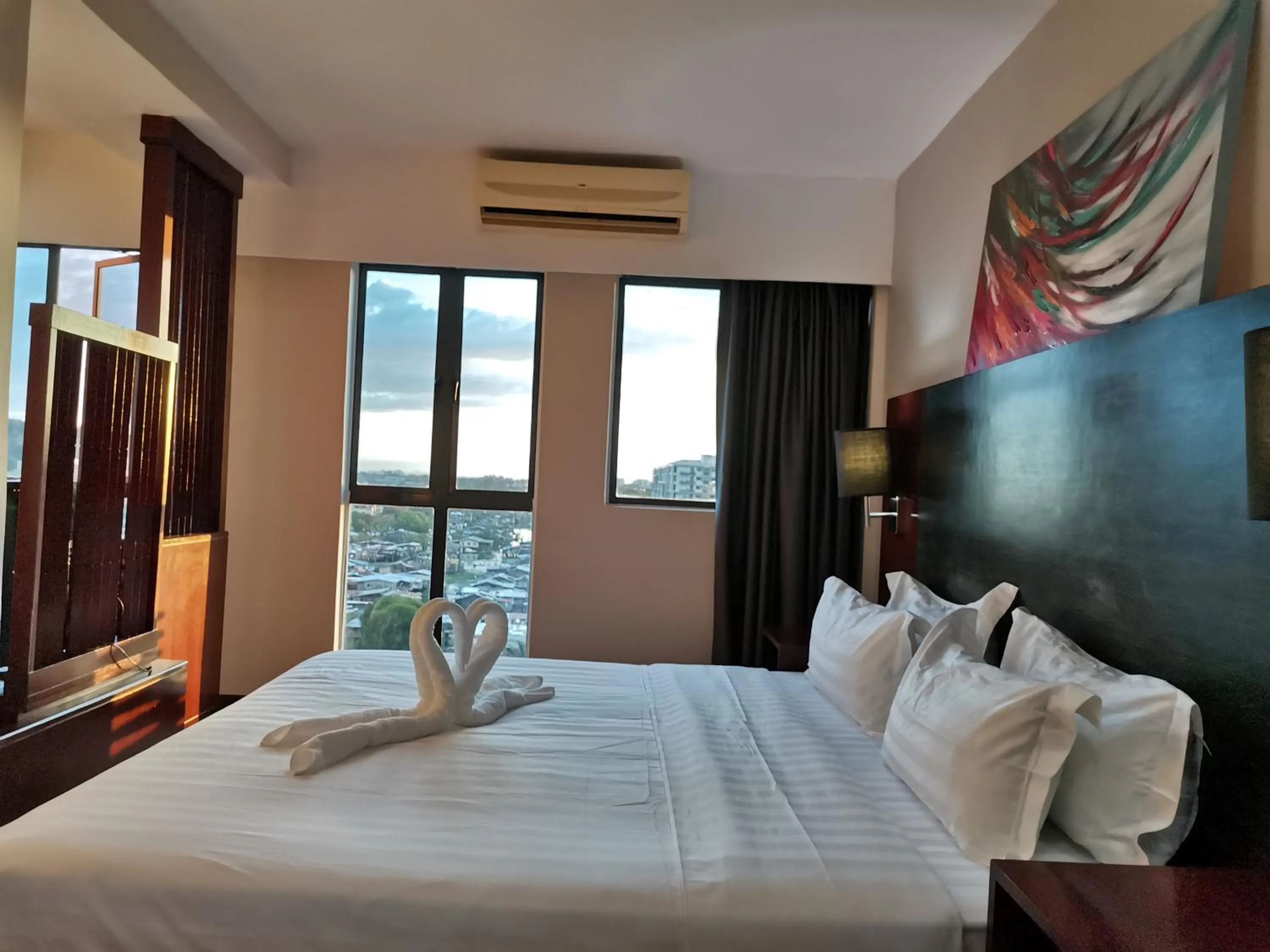 Bed in Greenage MingSuite 明绿时代套房 Kota Kinabalu 亚庇市中心
