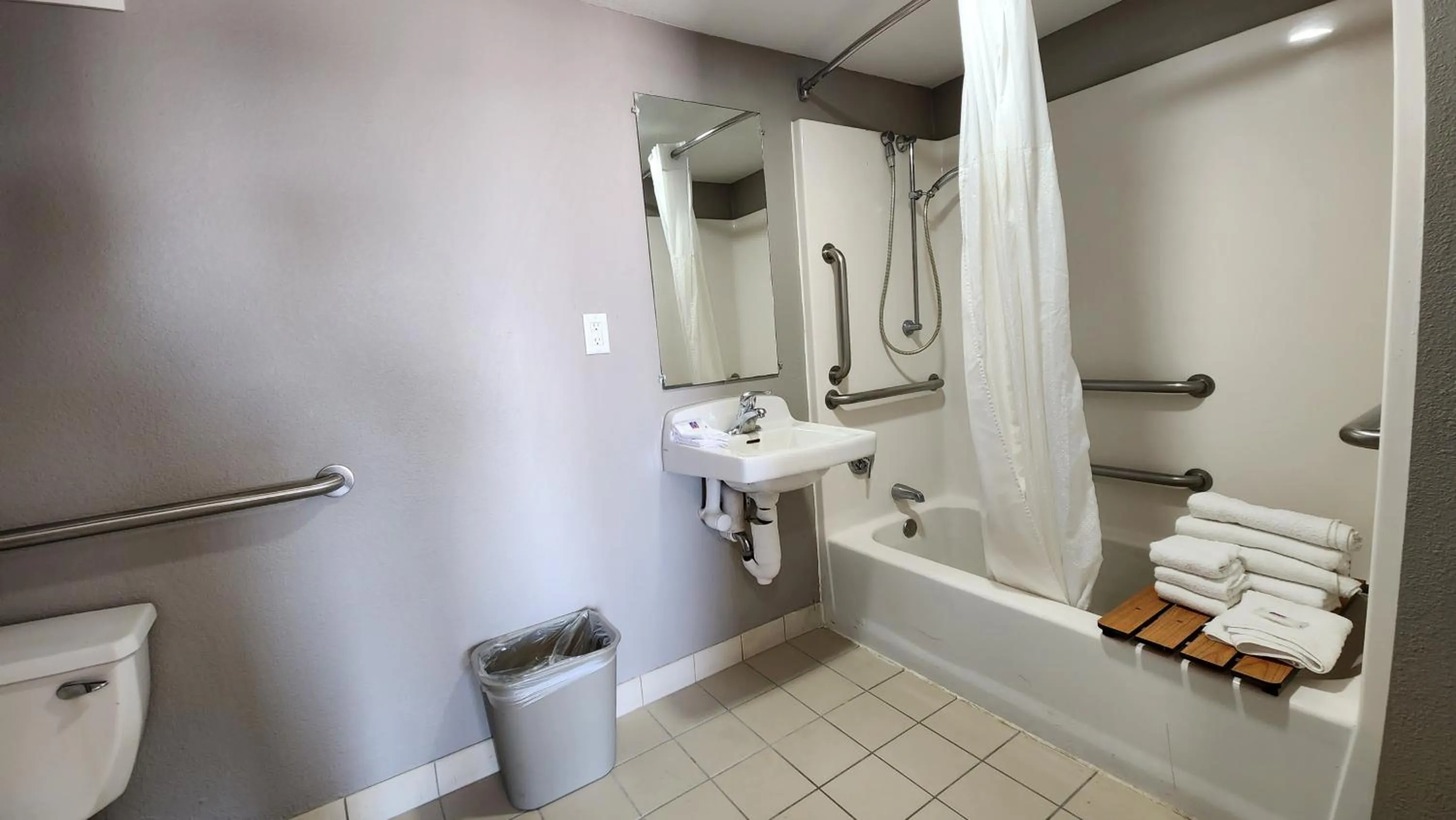 Shower in Studio 6 Webster TX Houston NASA Lake