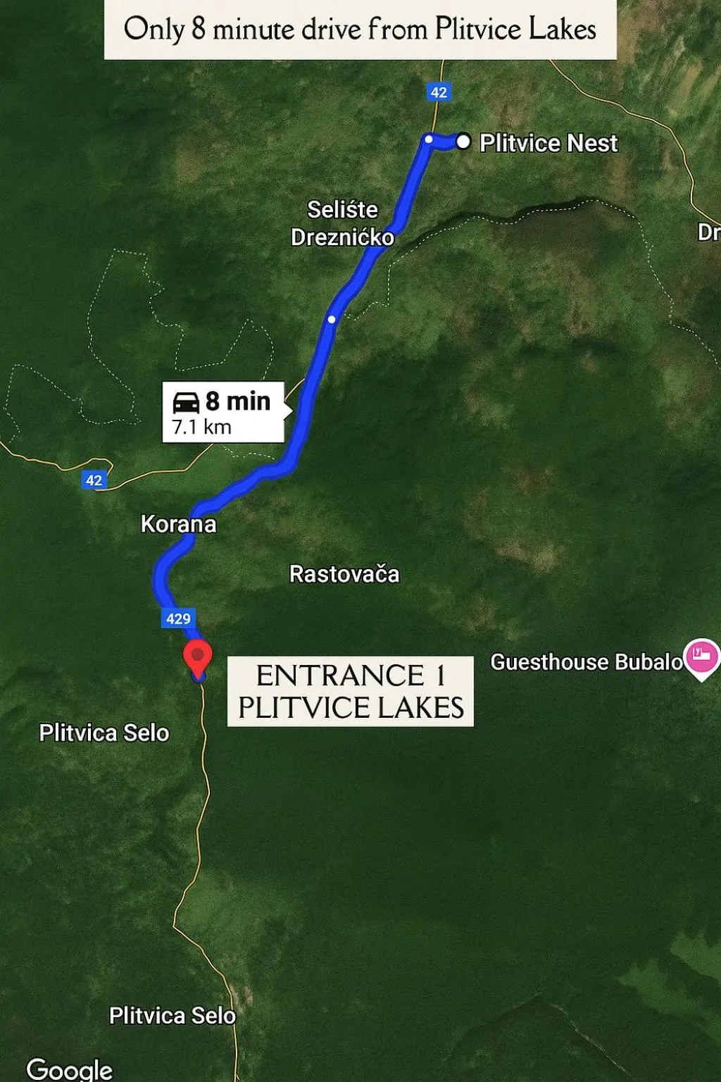 Location in Plitvice Nest