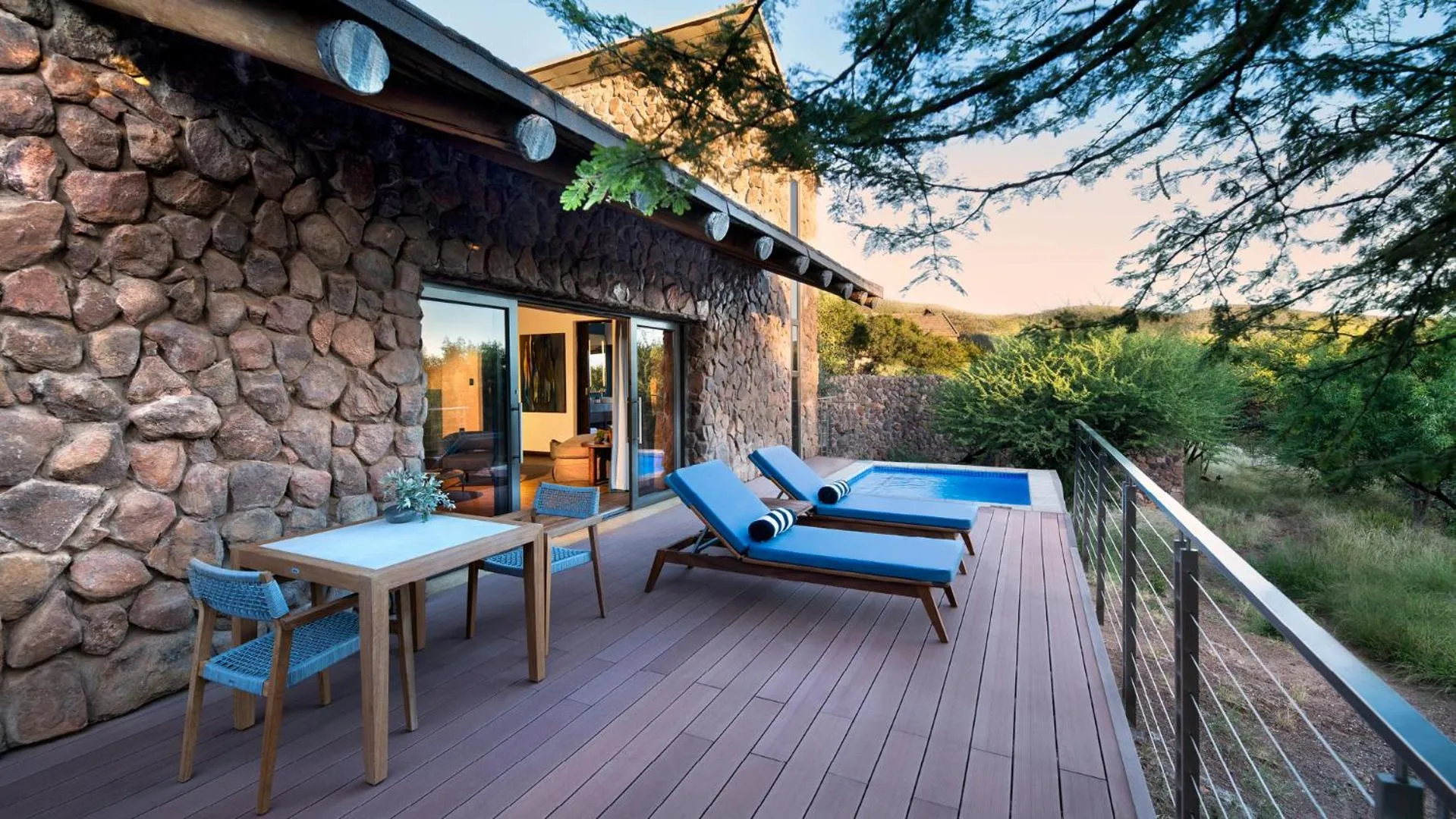 Patio in Babohi at Qwabi Private Game Reserve by NEWMARK