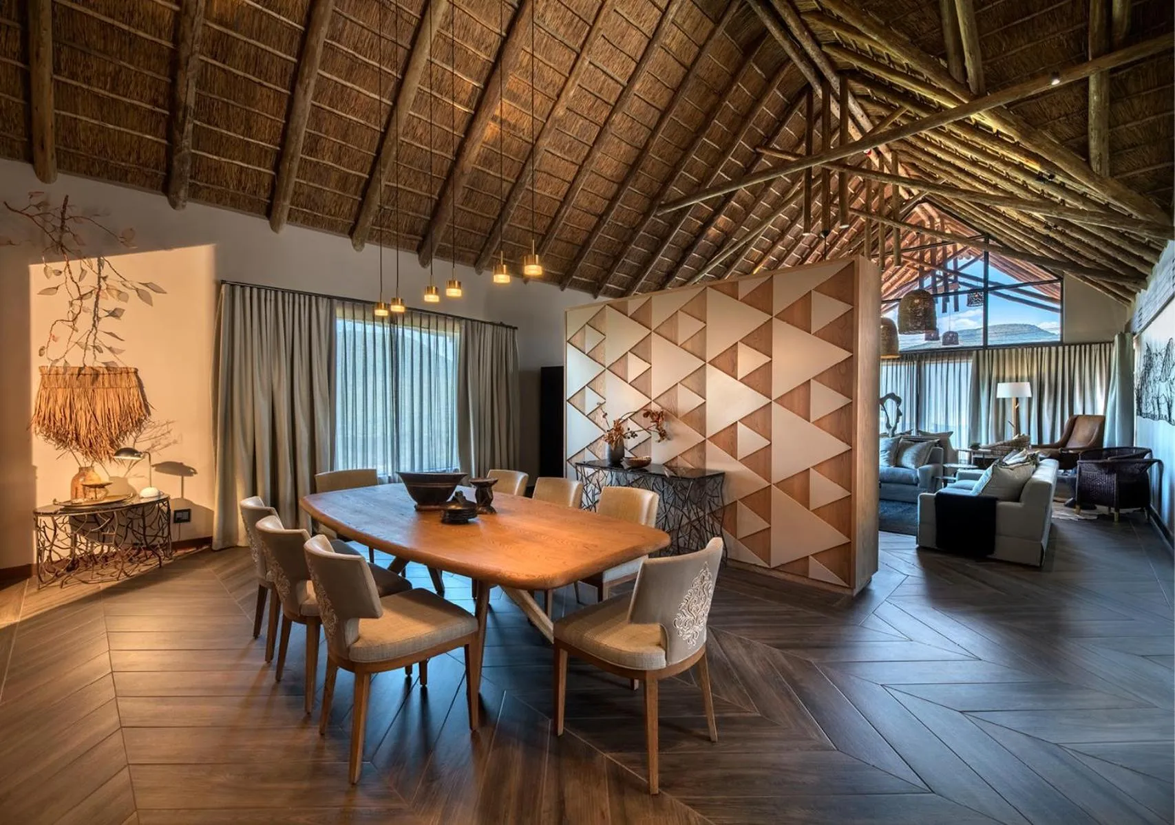 Seating area in Babohi at Qwabi Private Game Reserve by NEWMARK